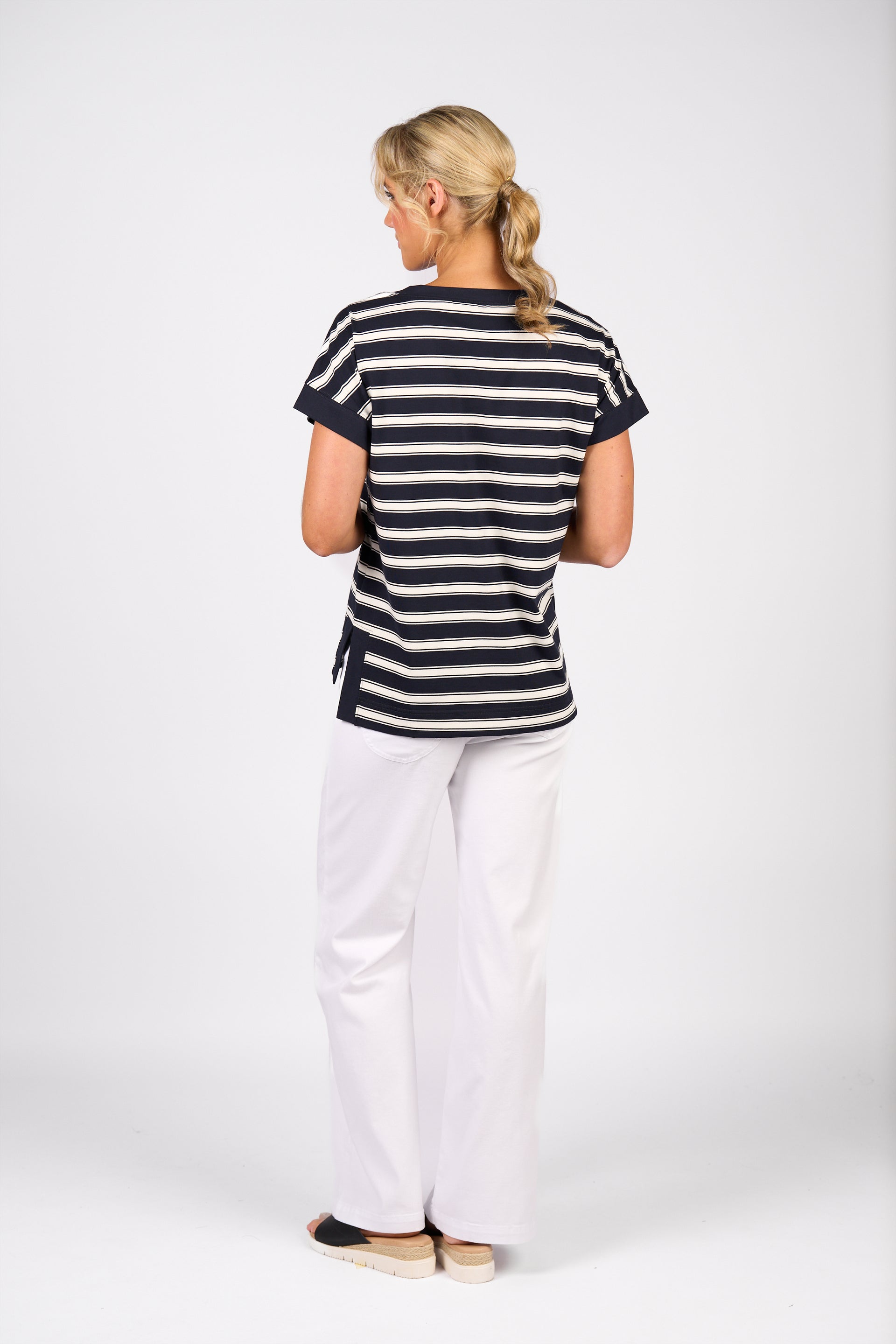 4363S Drop Sleeve Top - Ink Stripe - Vassalli