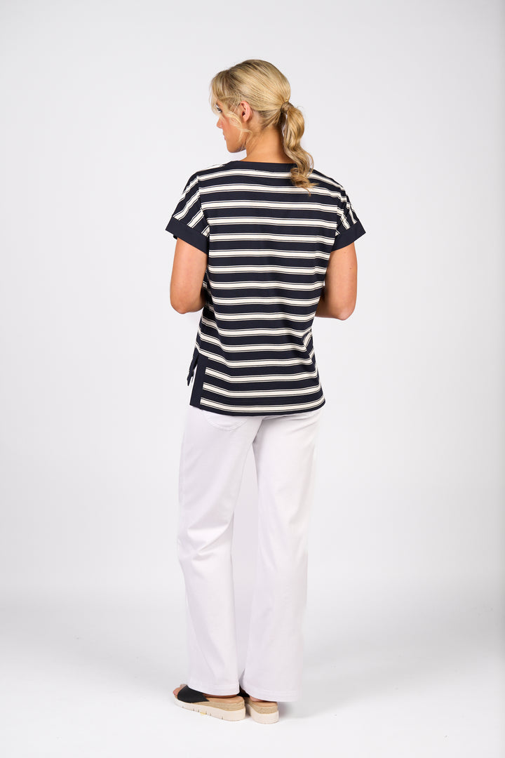 4363S Drop Sleeve Top - Ink Stripe - Vassalli