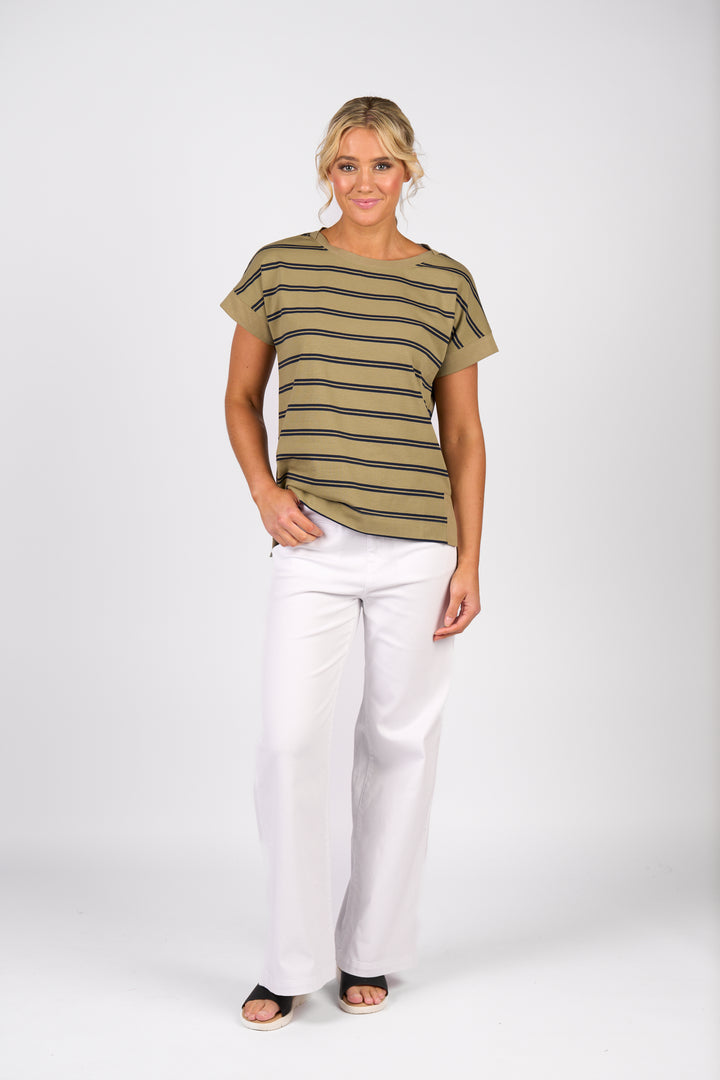 4363S Drop Sleeve Top - Sage Stripe - Vassalli
