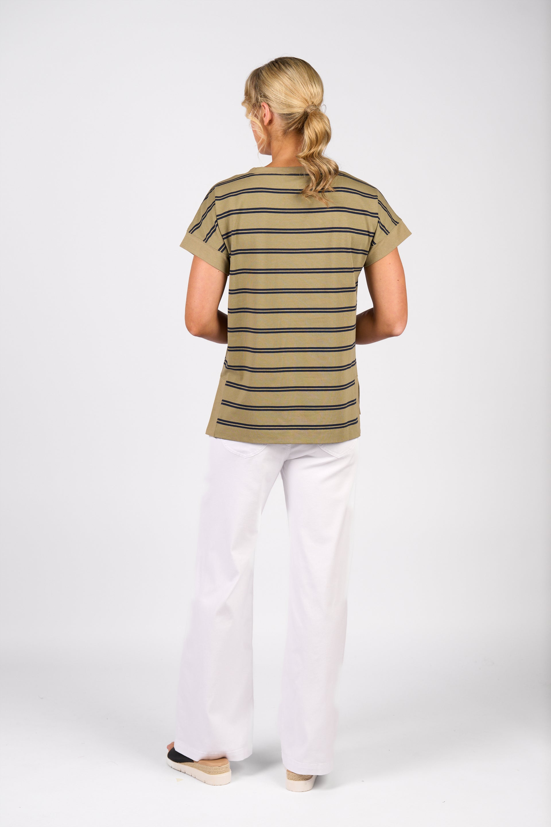 4363S Drop Sleeve Top - Sage Stripe - Vassalli