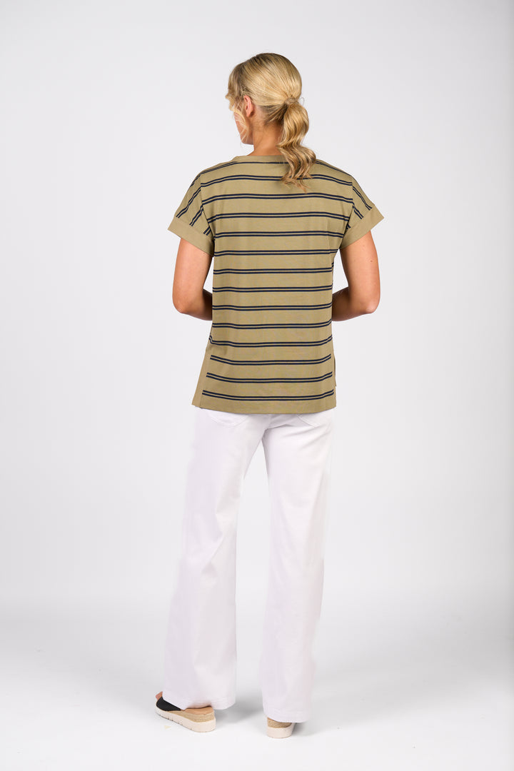 4363S Drop Sleeve Top - Sage Stripe - Vassalli