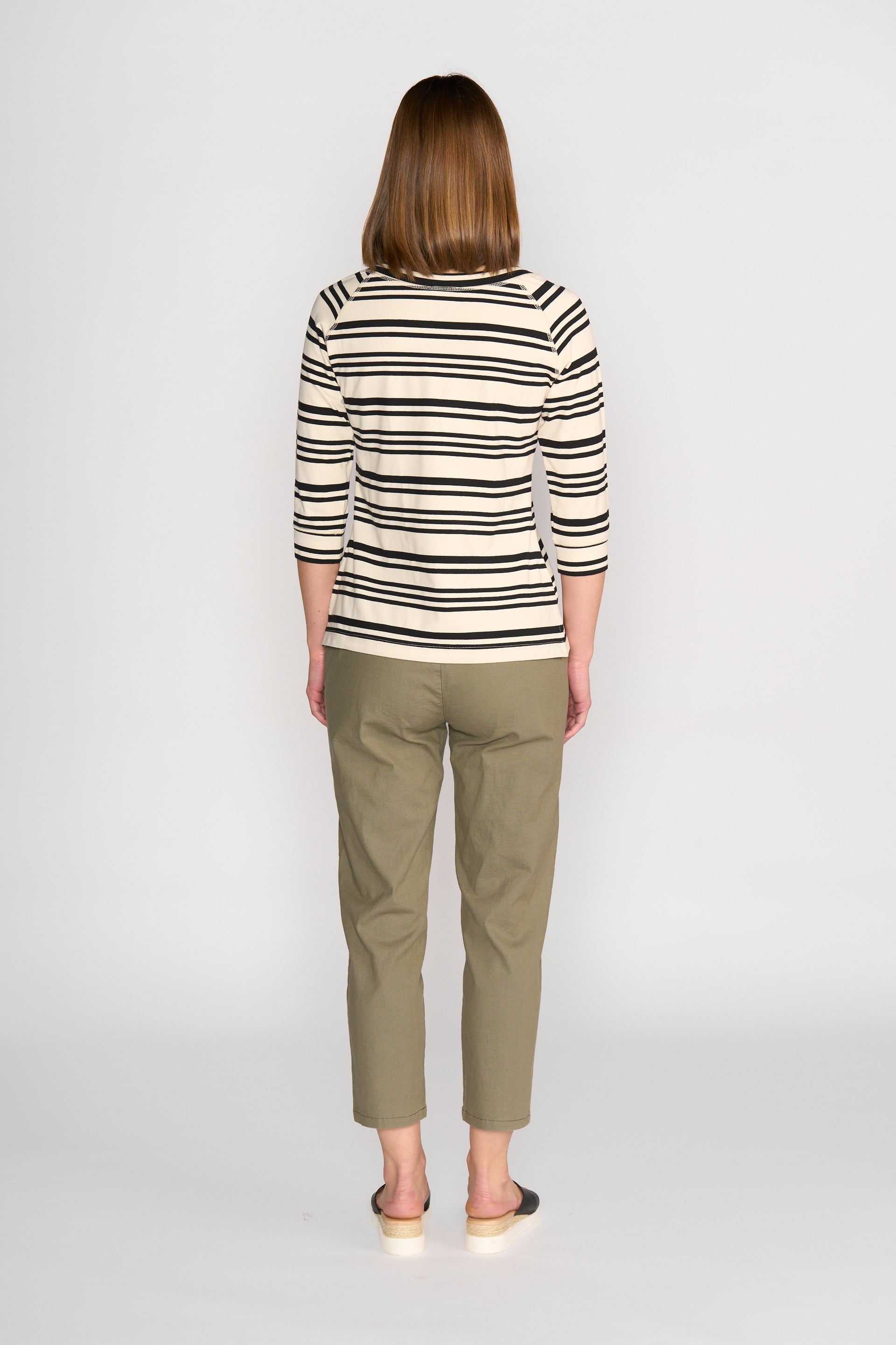 4381 Boat Neck Top - Ecru/Black Stripe - Vassalli