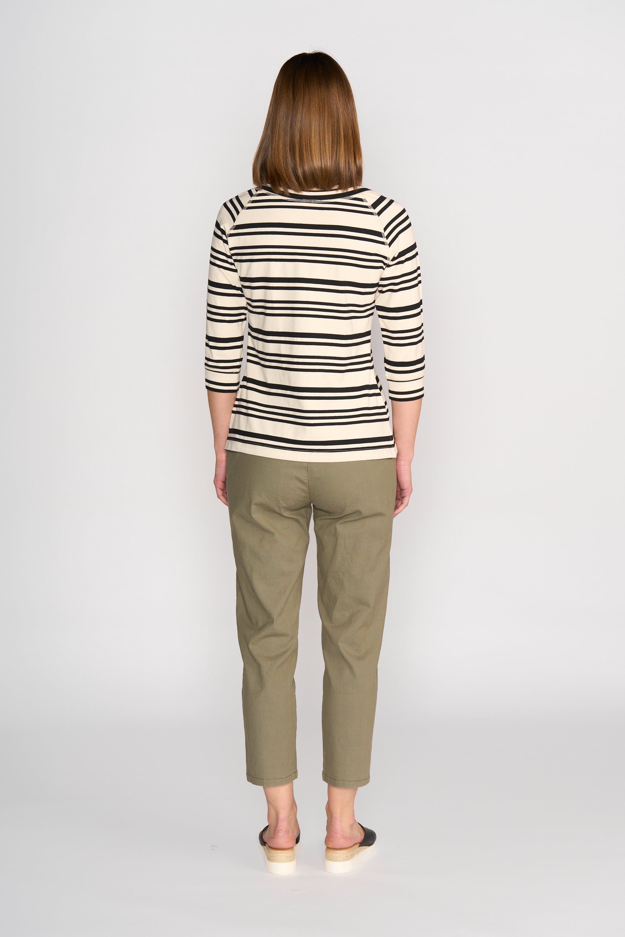 4381 Boat Neck Top - Ecru/Black Stripe - Vassalli