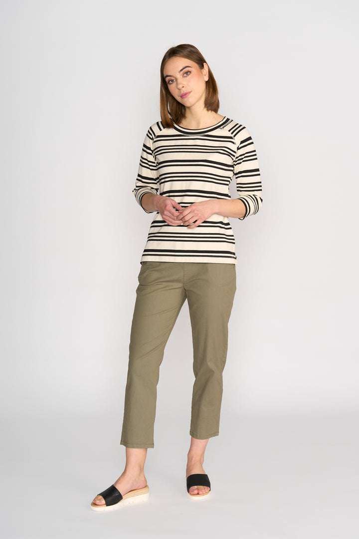 4381 Boat Neck Top - Ecru/Black Stripe - Vassalli