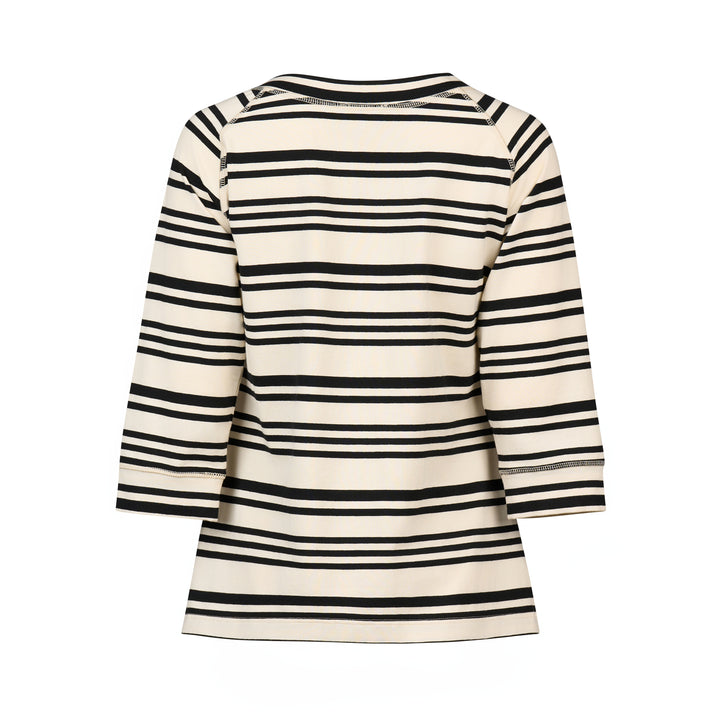 4381 Boat Neck Top - Ecru/Black Stripe - Vassalli