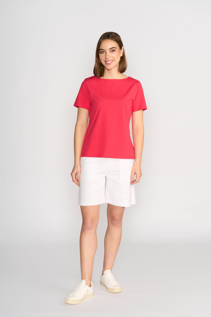 4489 Boat Neck Top - Cherry - Vassalli