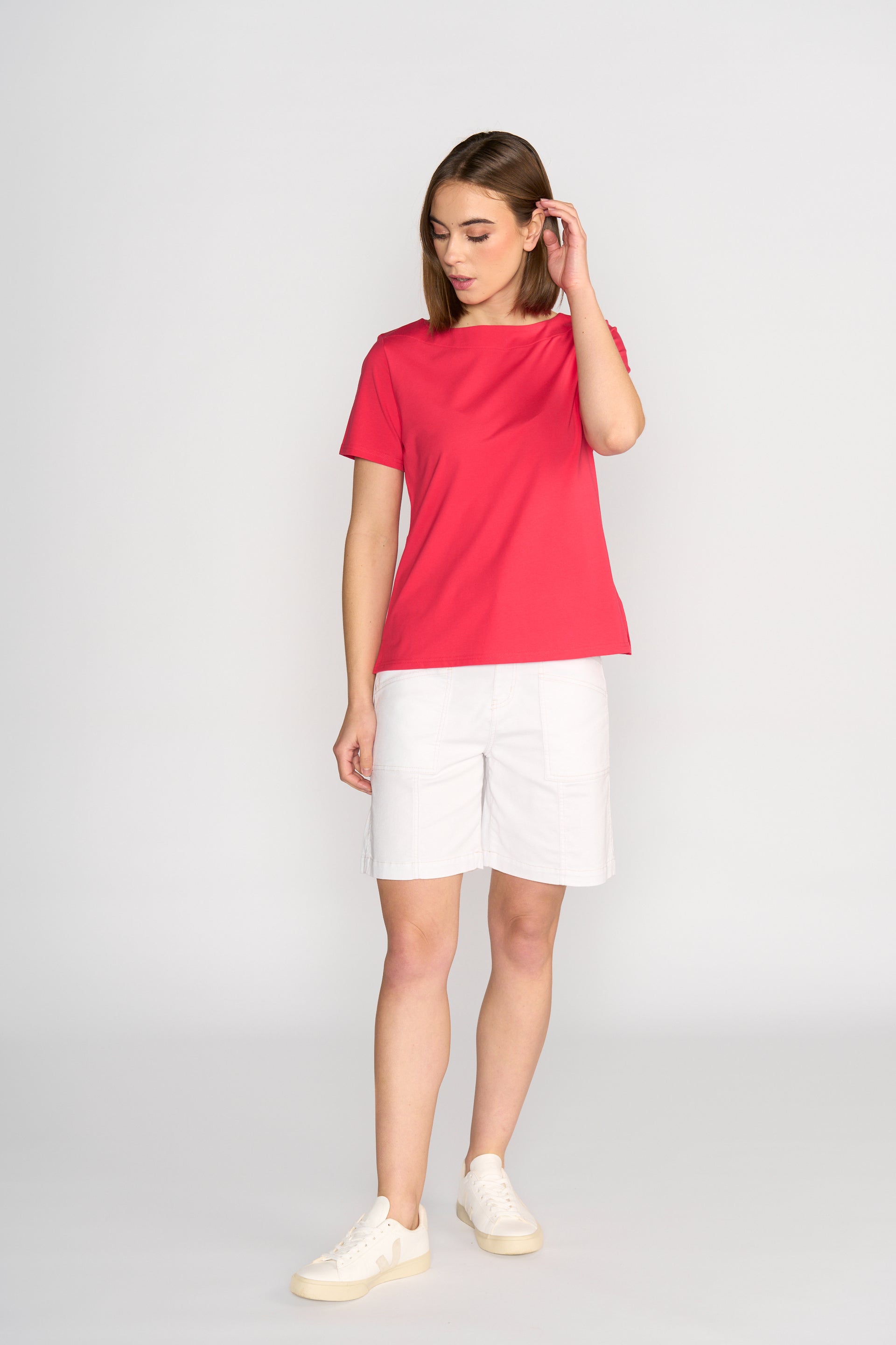 4489 Boat Neck Top - Cherry - Vassalli