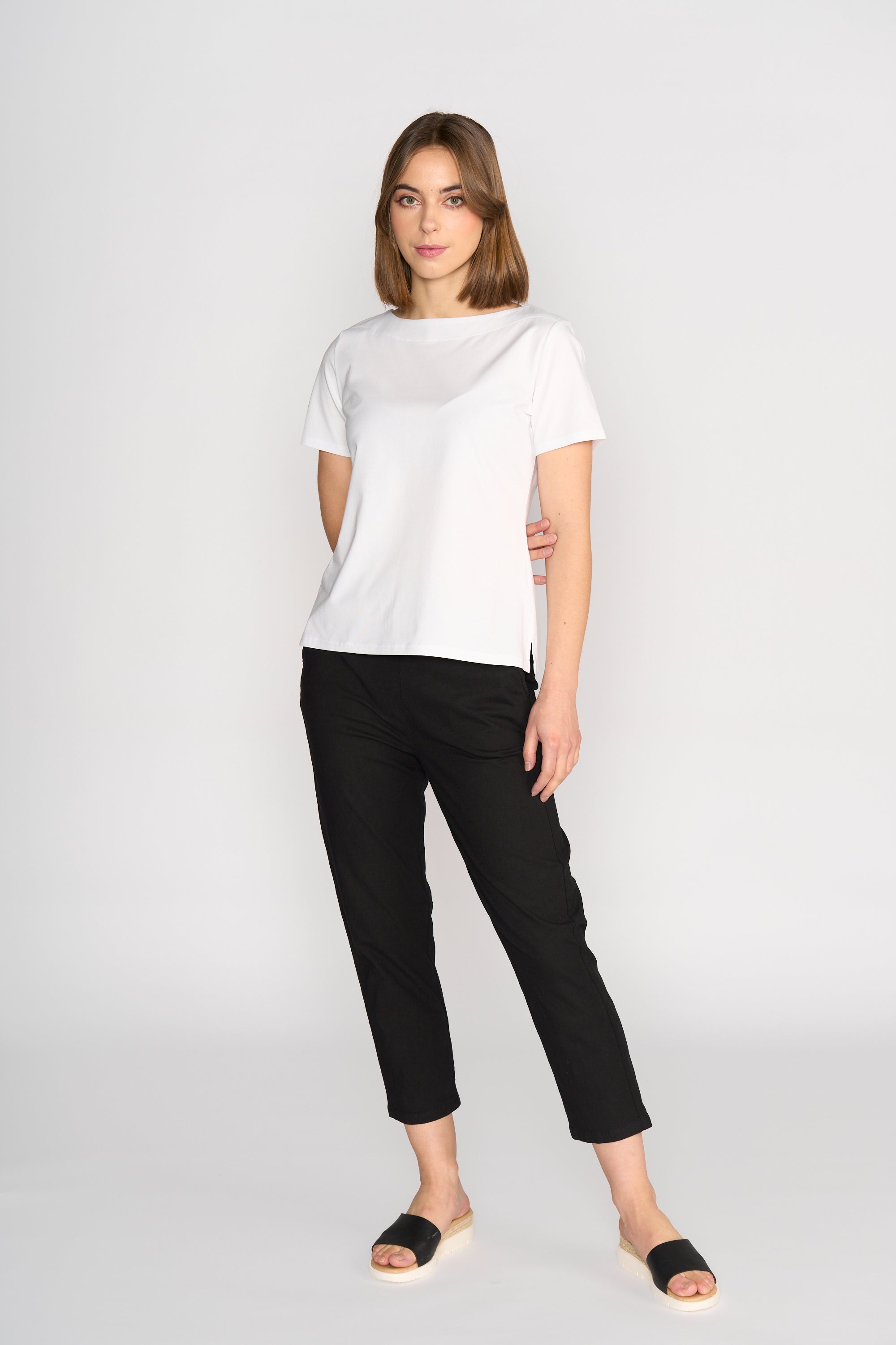 4489 Boat Neck Top - White - Vassalli