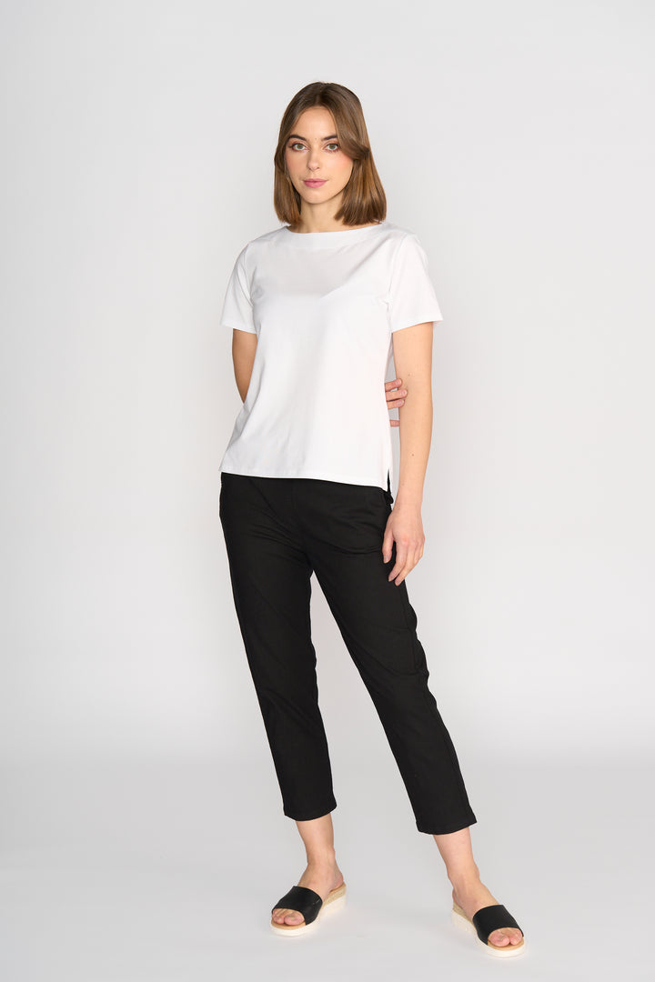 4489 Boat Neck Top - White - Vassalli