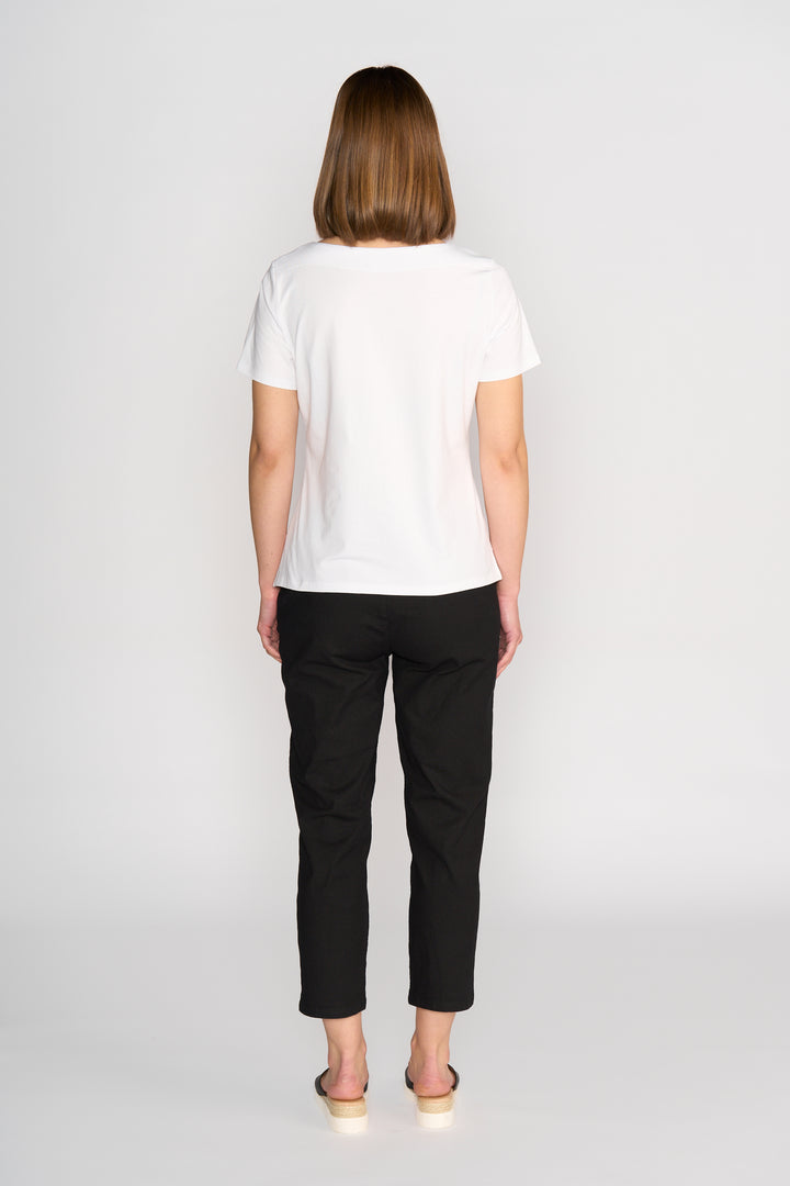 4489 Boat Neck Top - White - Vassalli