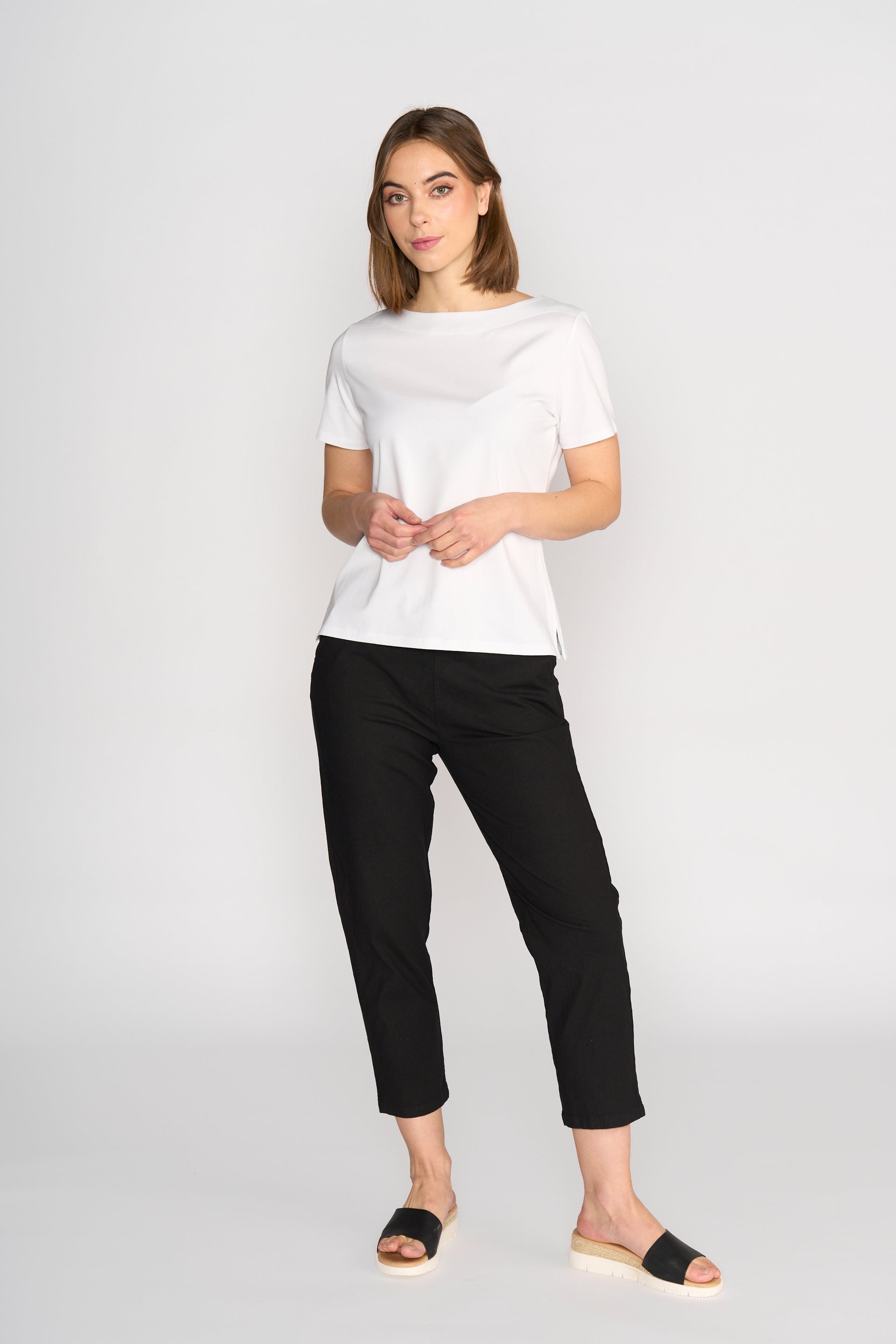 4489 Boat Neck Top - White - Vassalli