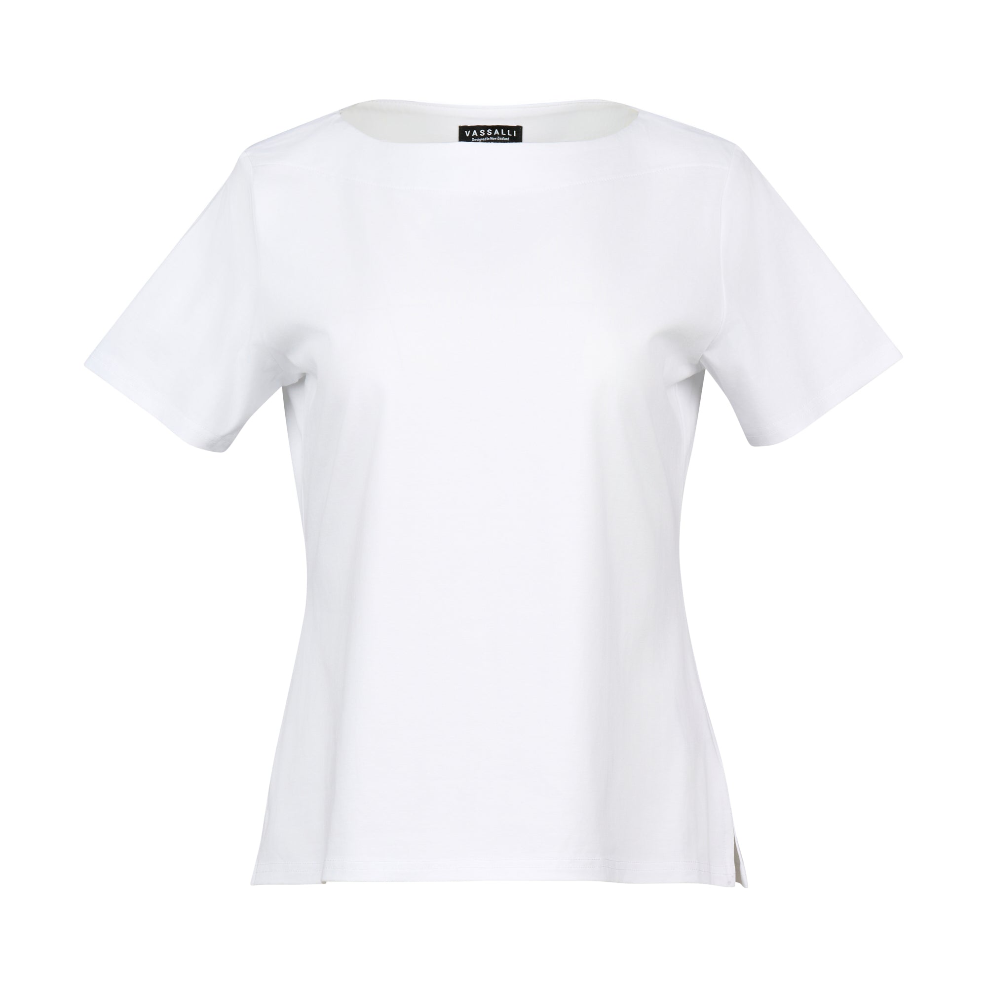 4489 Boat Neck Top - White - Vassalli