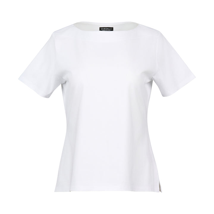 4489 Boat Neck Top - White - Vassalli
