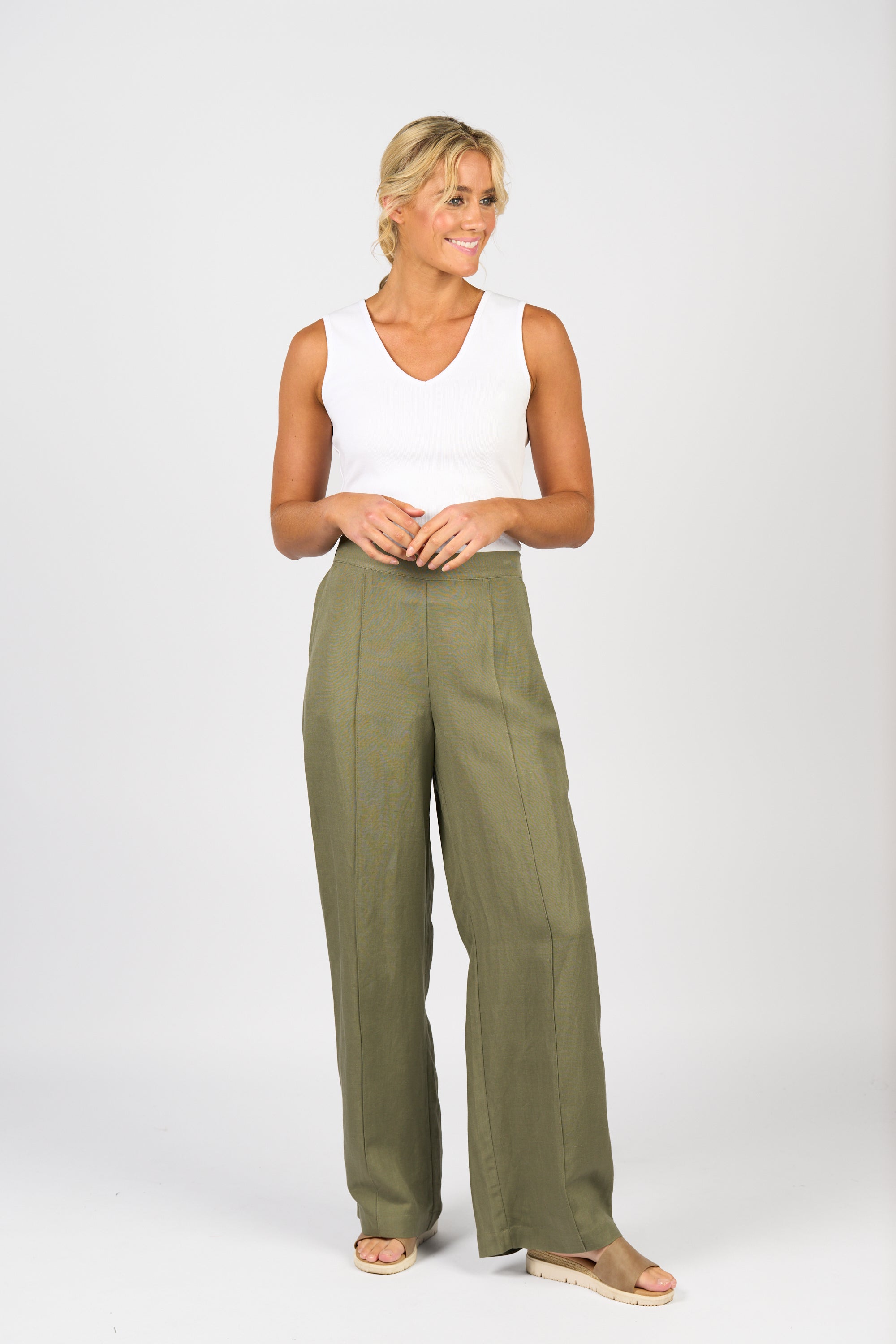5017 Wide Leg Pants - Sage - Vassalli