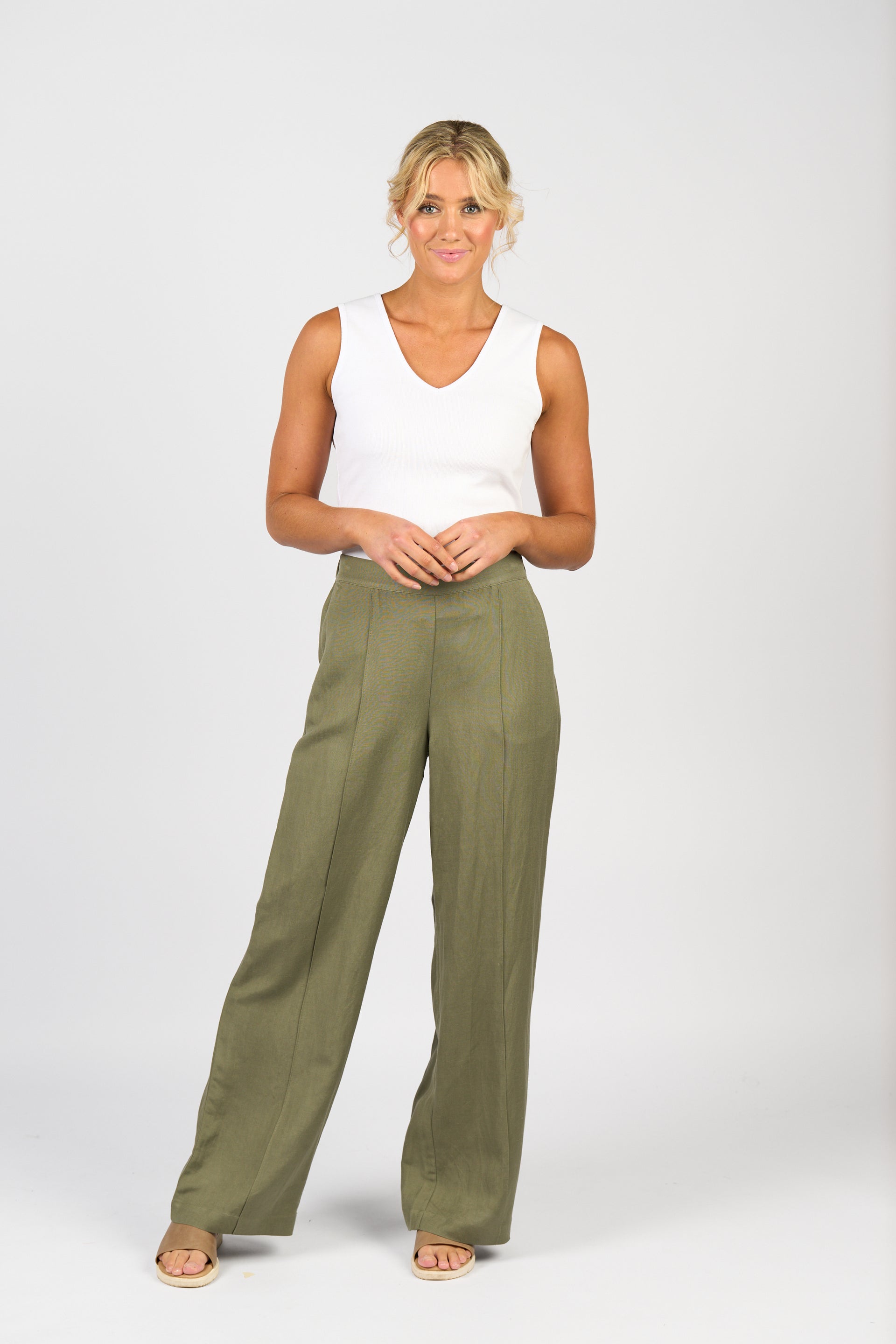 5017 Wide Leg Pants - Sage - Vassalli