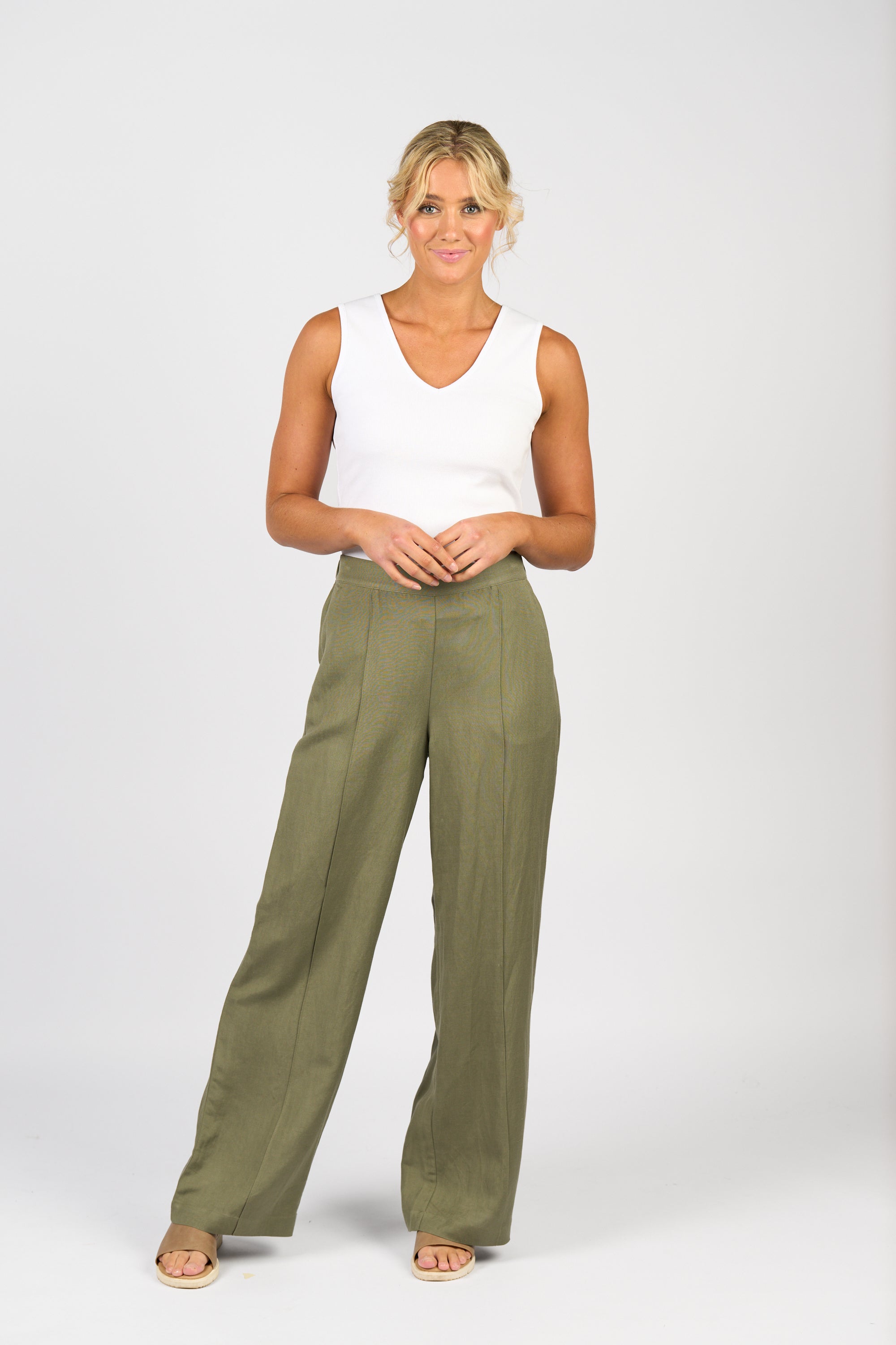 5017 Wide Leg Pants - Sage - Vassalli