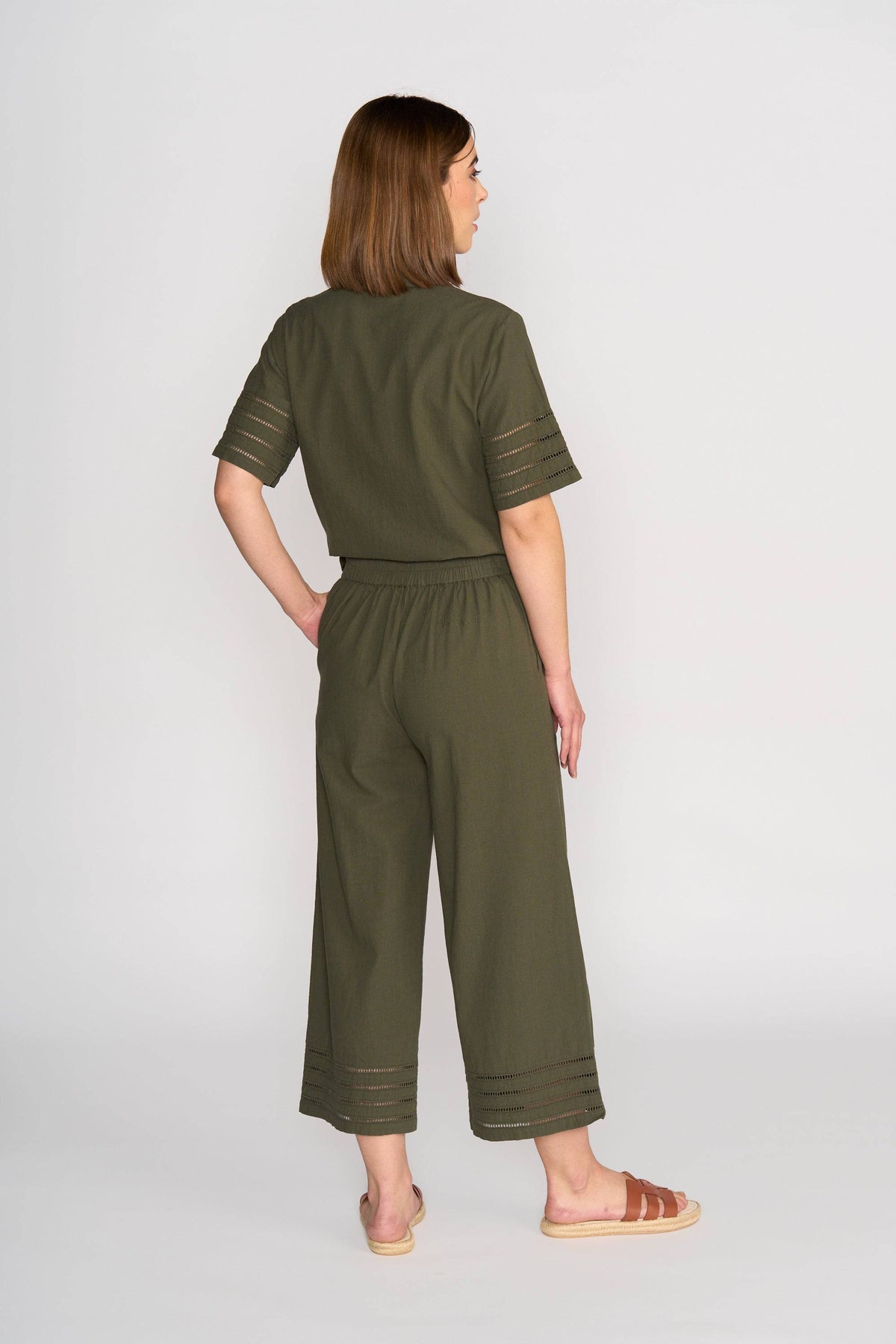 Wide Leg 7/8 Pant - Olive