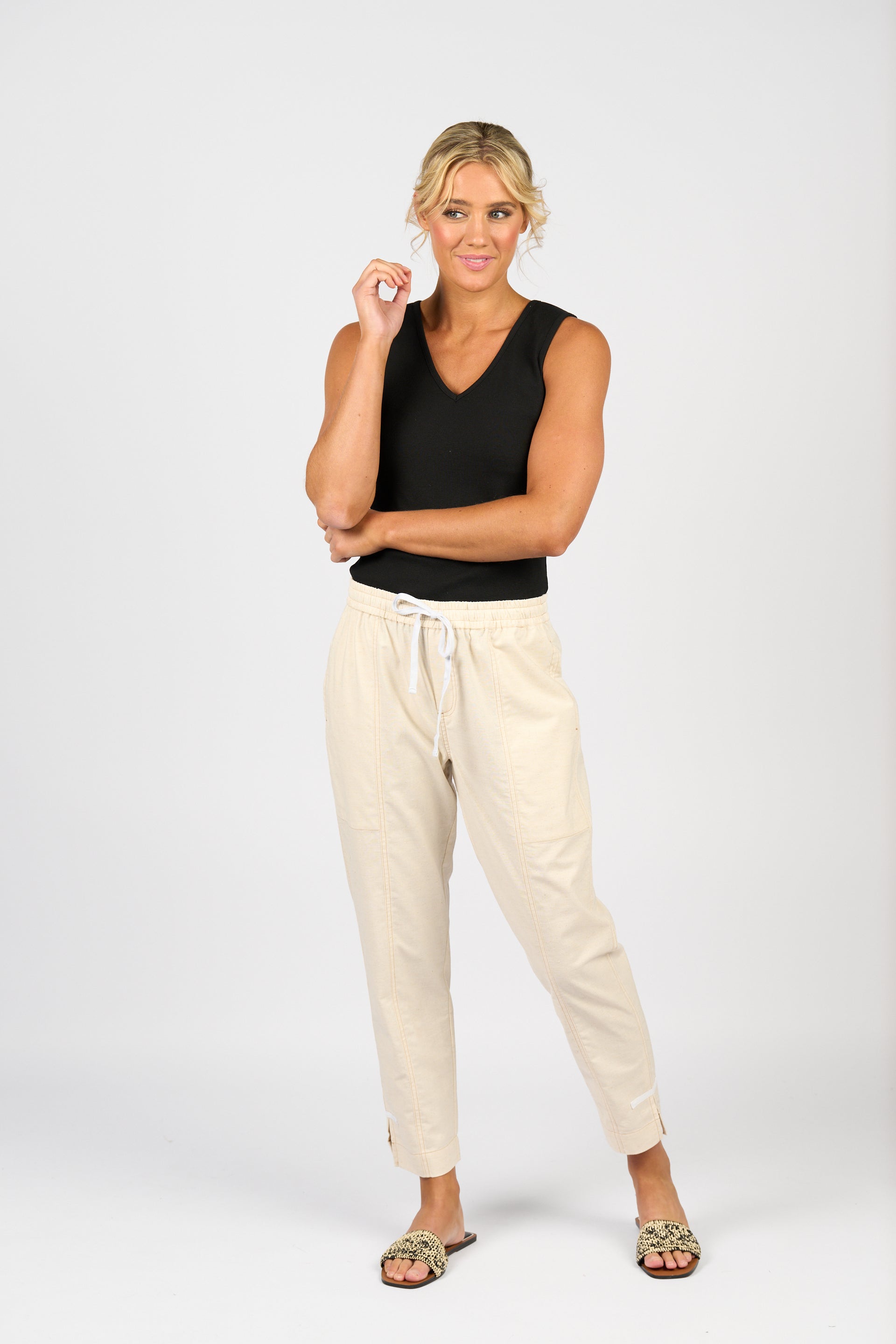 5040 Ankle Grazer Pant - Natural - Vassalli