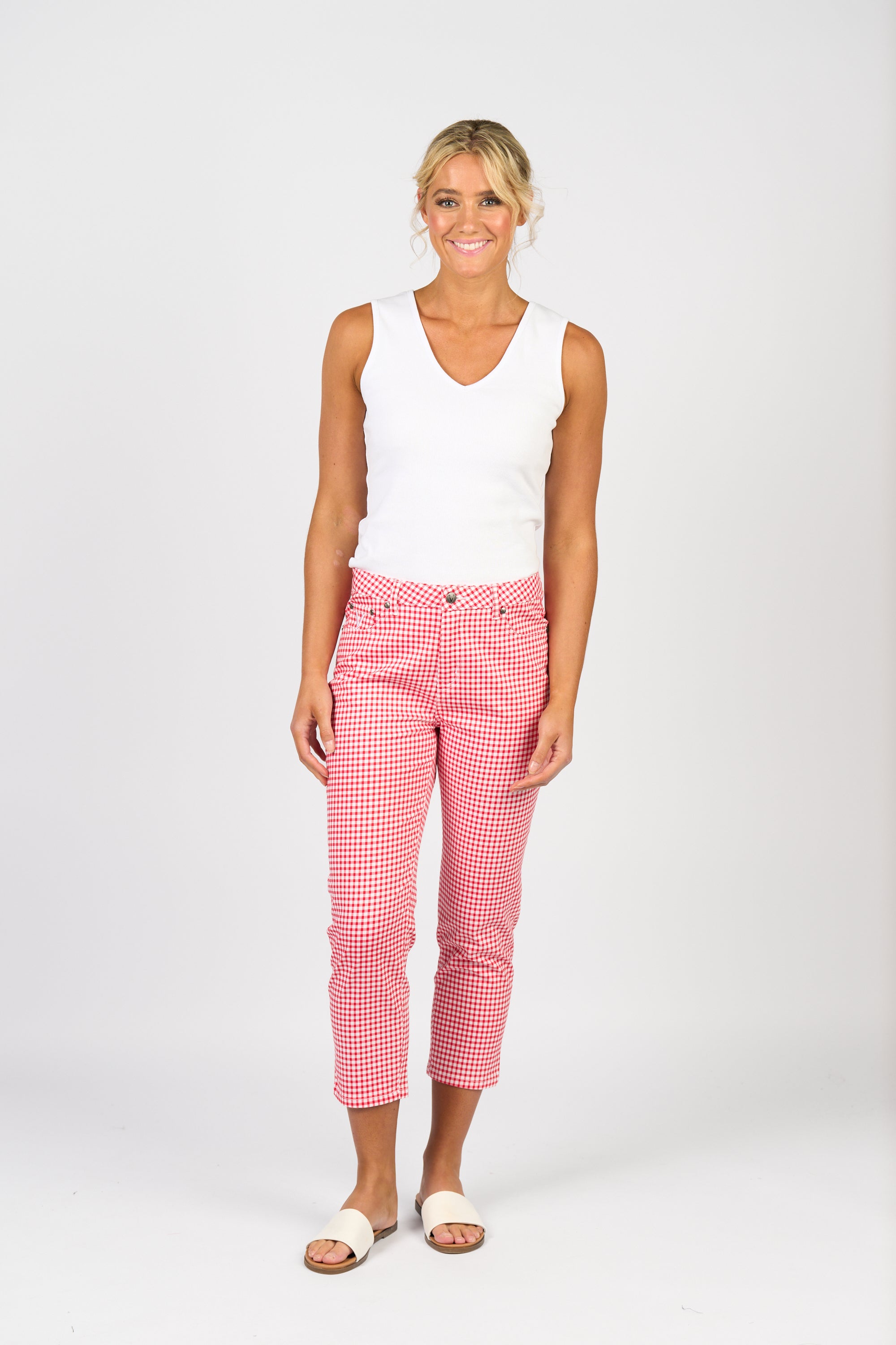 5509LW 7/8 Pant - Red Gingham - Vassalli