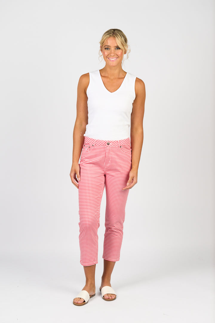 5509LW 7/8 Pant - Red Gingham - Vassalli