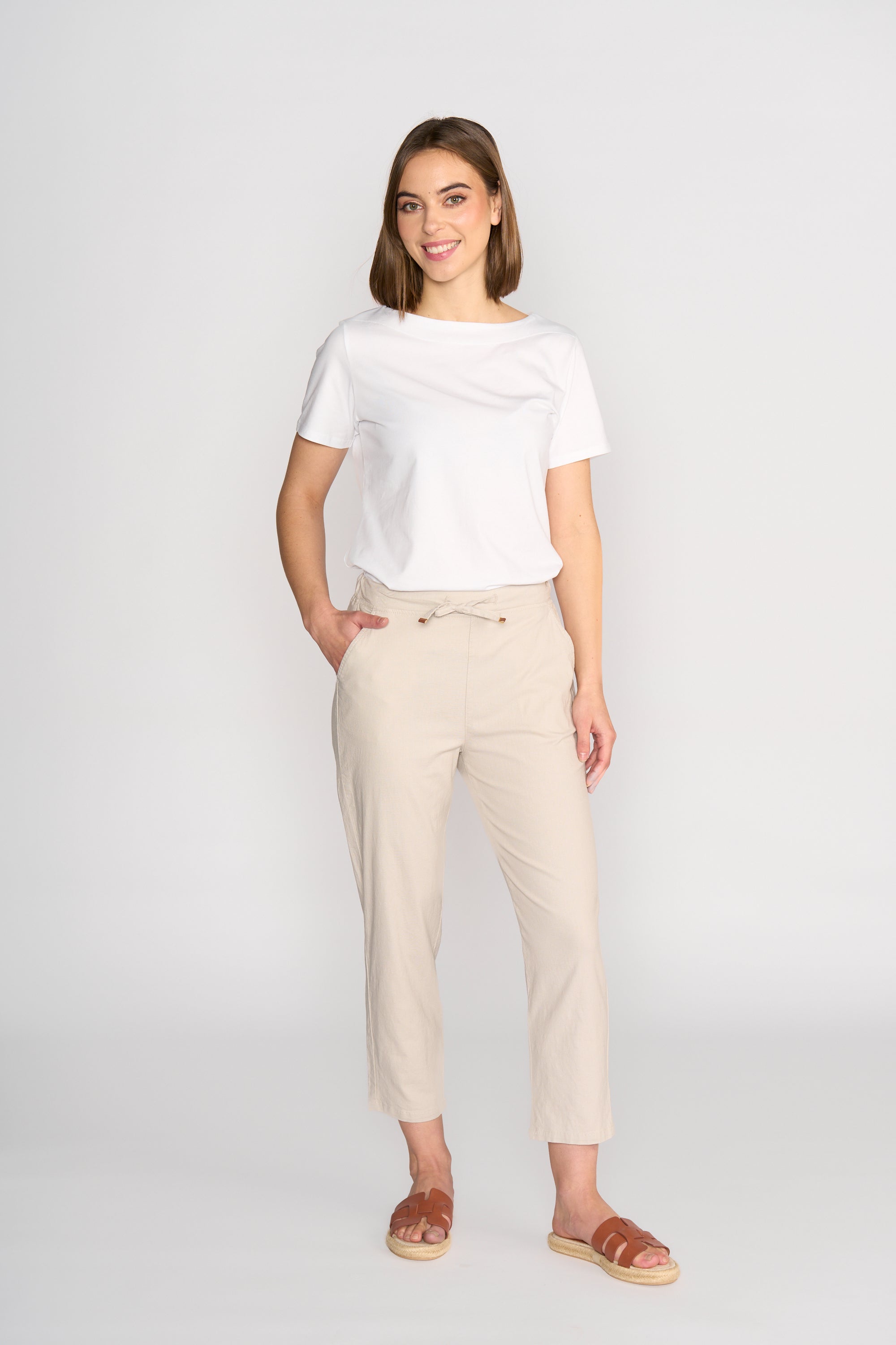 5791A 7/8 Pants - Stone - Vassalli