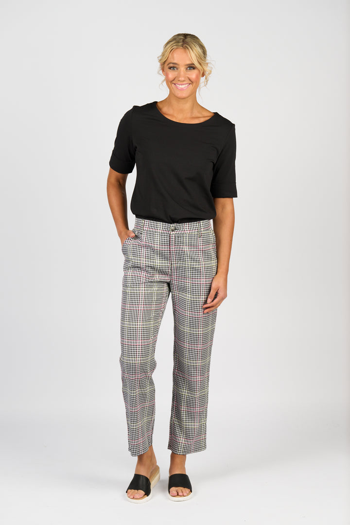 5963A Ankle Grazer Pant - Multi Check - Vassalli