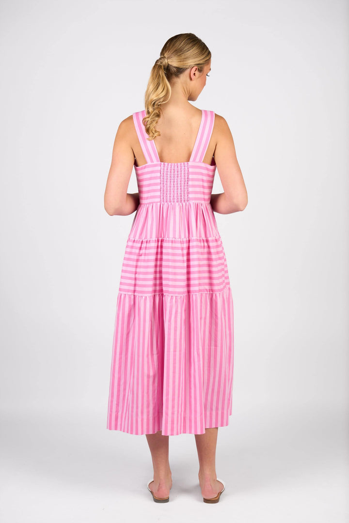 6099 Tiered Dress - Pink Stripe - Vassalli