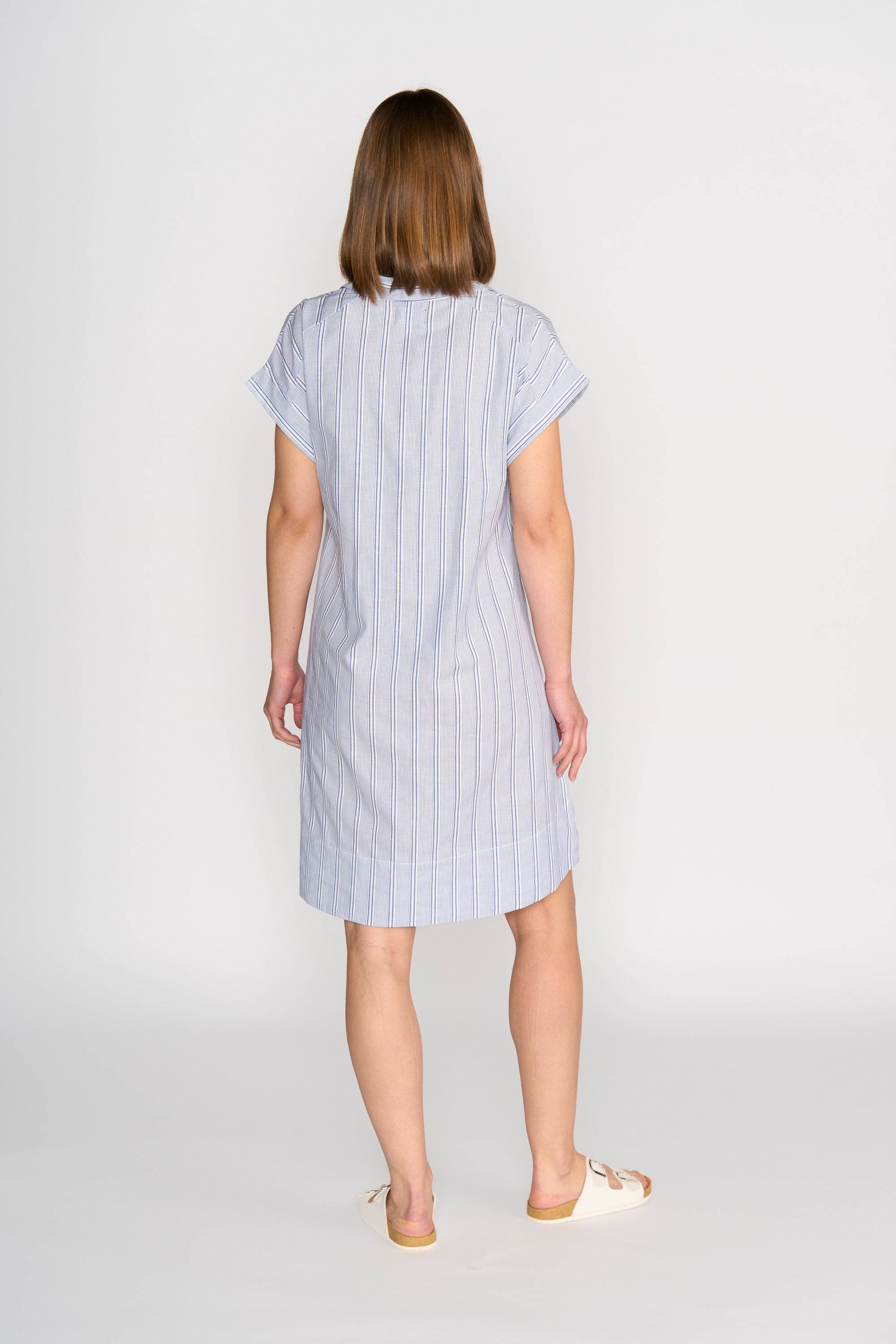 Balloon Dress - Blue Stripe