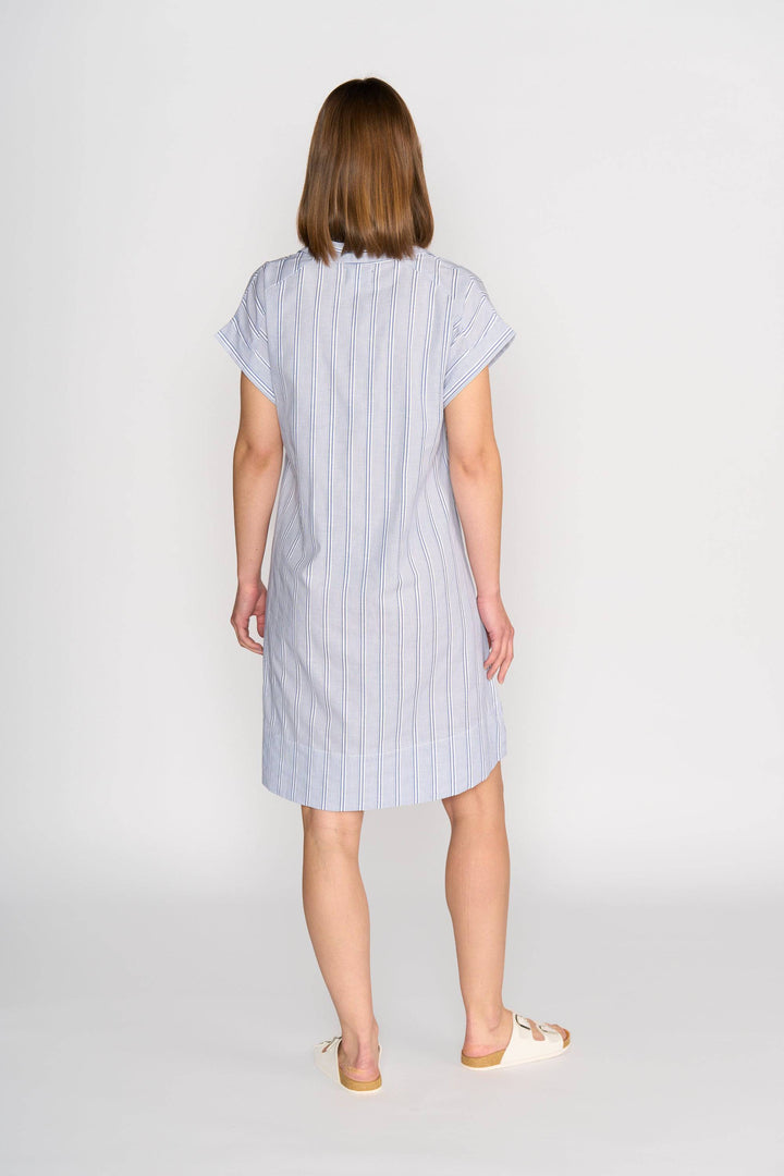 6116A Balloon Dress - Blue Stripe - Vassalli