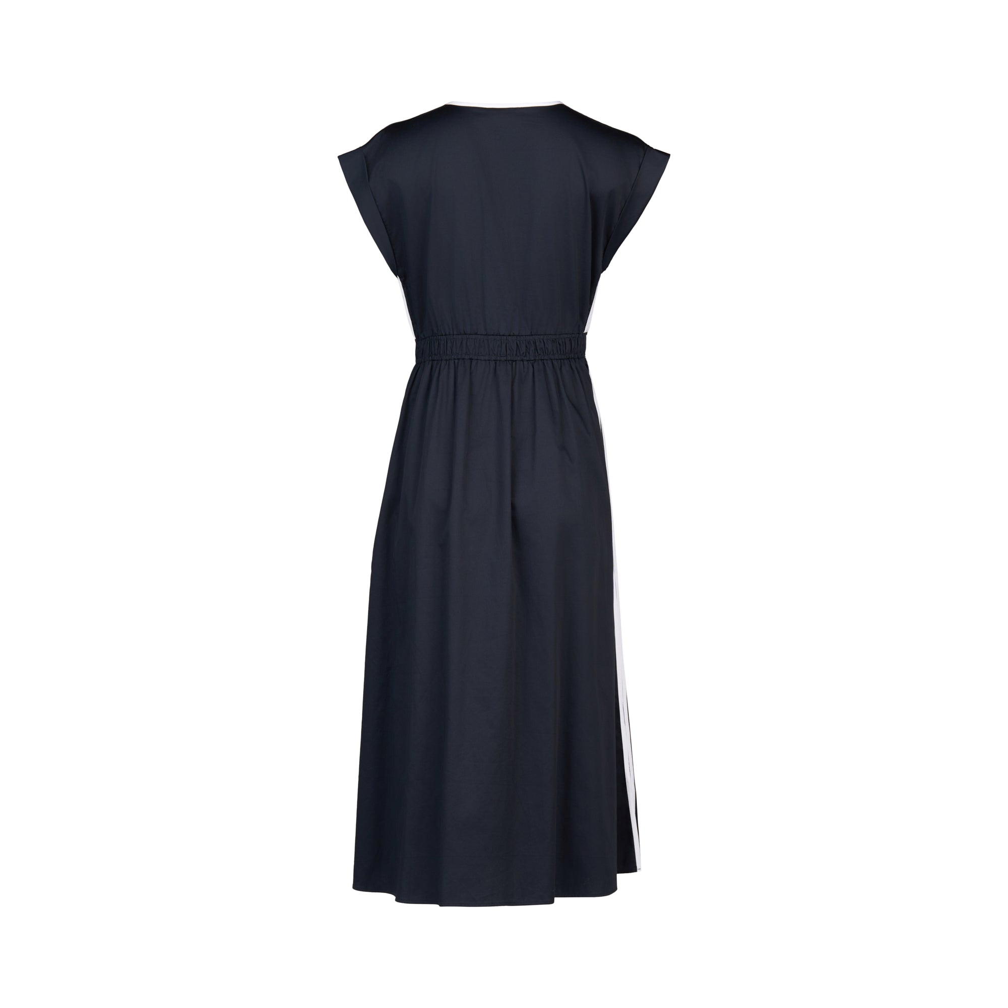 Shirred Waist Dress - Ink/White