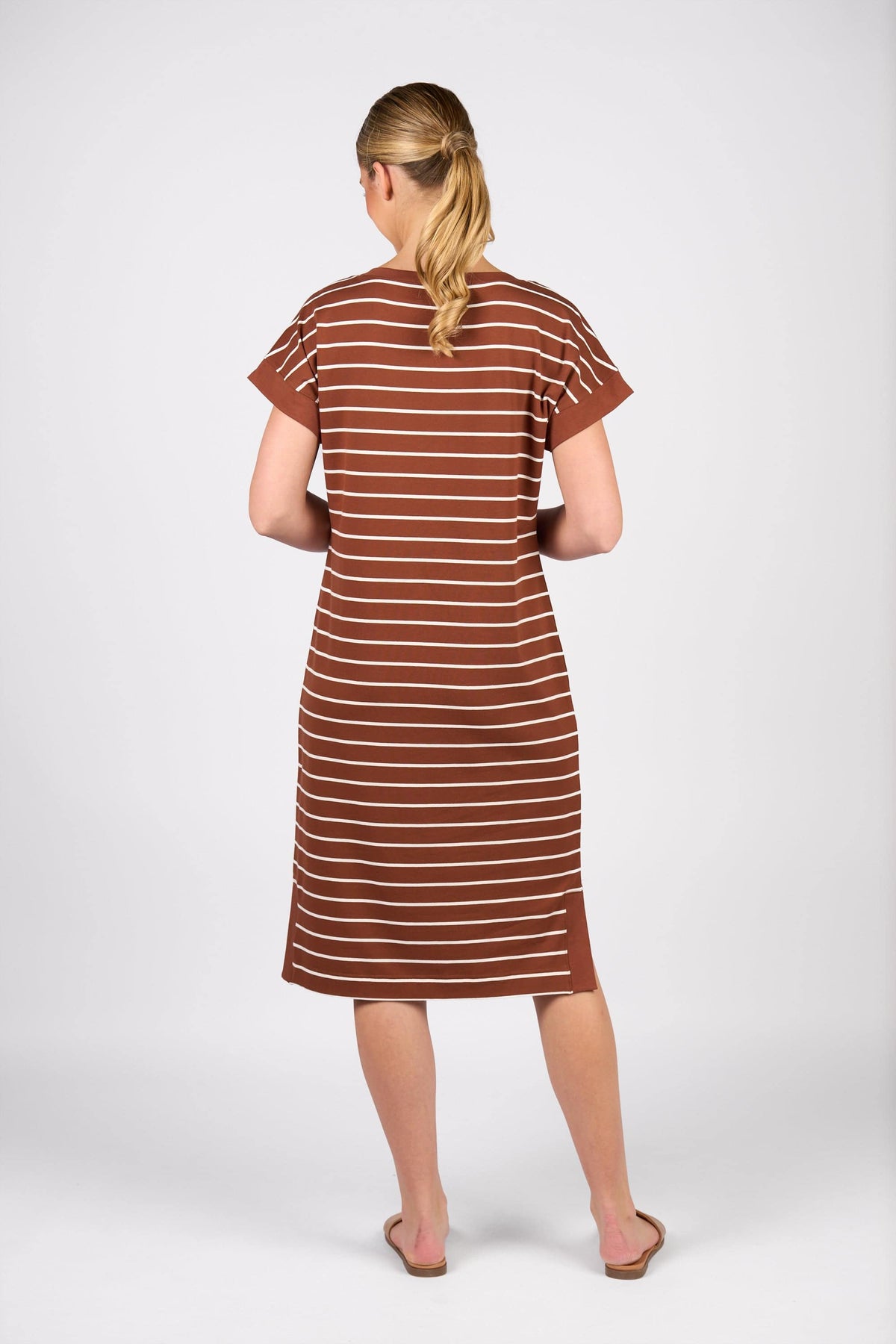 T-Shirt Dress - Pecan Stripe
