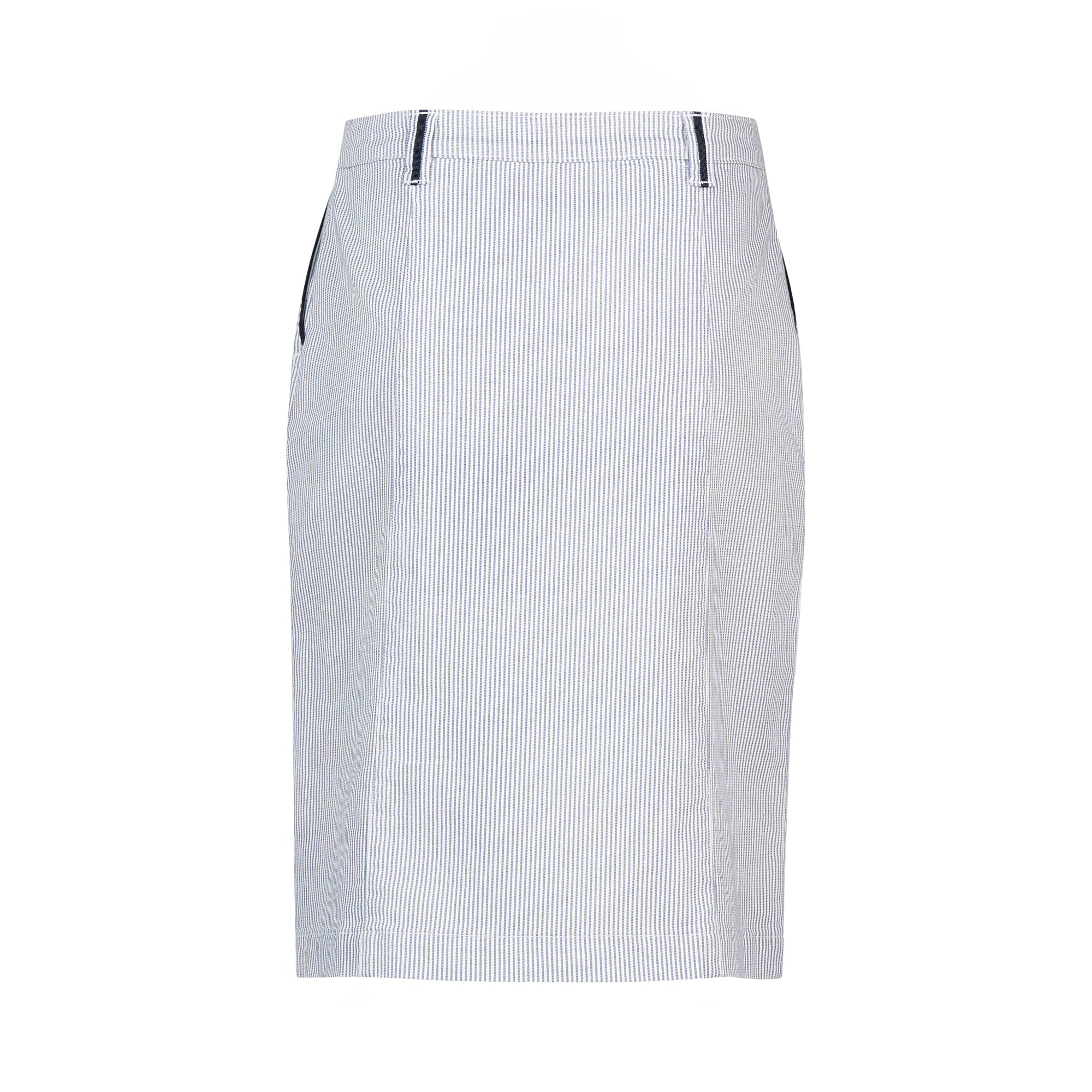 7049 Knee Length Skirt - Ink/White Stripe - Vassalli
