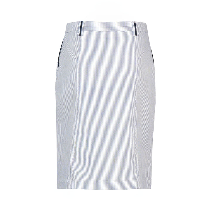7049 Knee Length Skirt - Ink/White Stripe - Vassalli