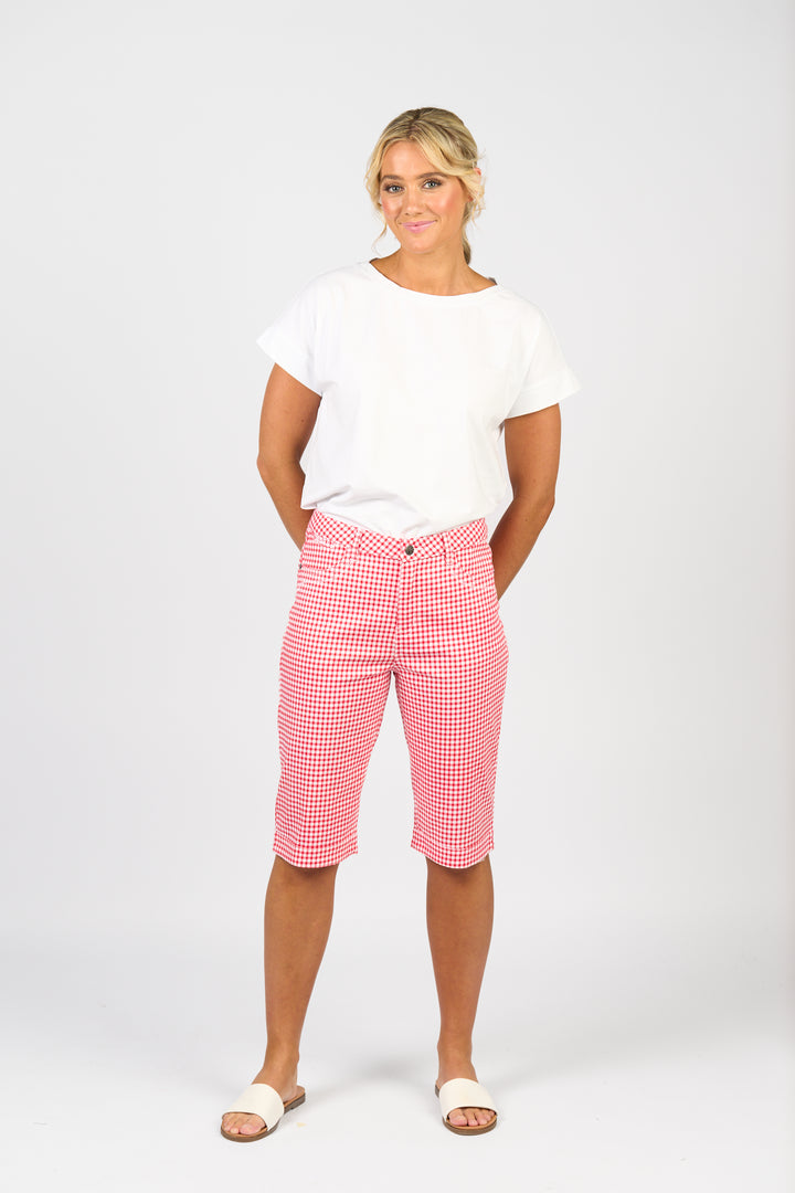 H1001ALW Lightweight Shorts - Red Gingham - Vassalli