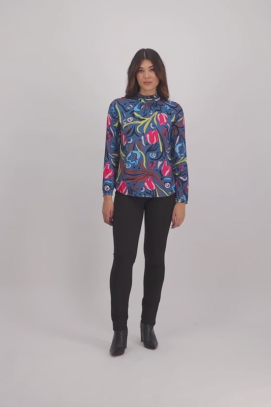 230 Bordeaux - Skinny Leg Full Length Printed Ponti Pull On Vassalli
