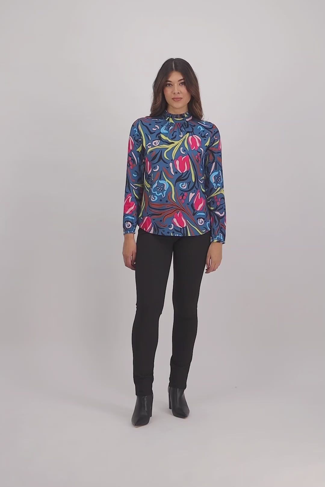 230 Bordeaux - Skinny Leg Full Length Printed Ponti Pull On Vassalli
