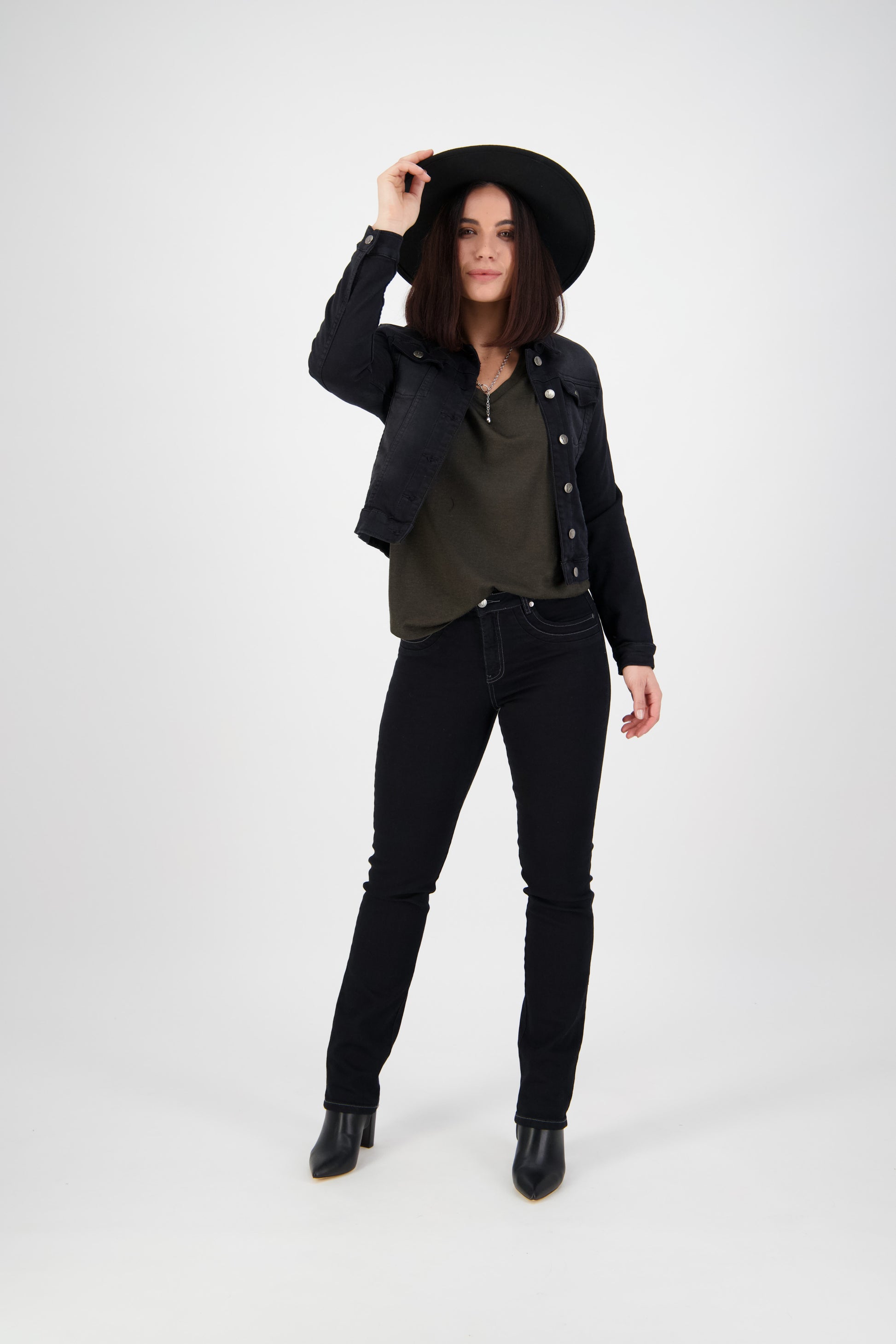 2053K Black - Knit Denim Button Up Jacket - Vassalli