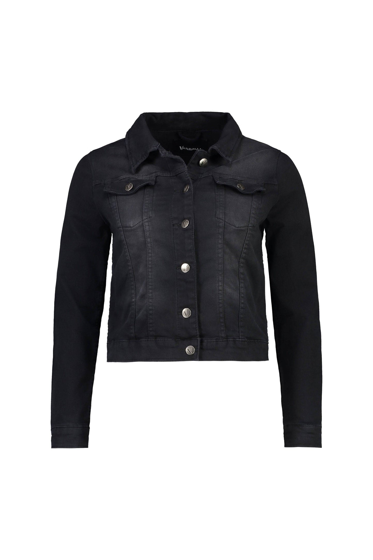 2053K Black - Knit Denim Button Up Jacket - Vassalli