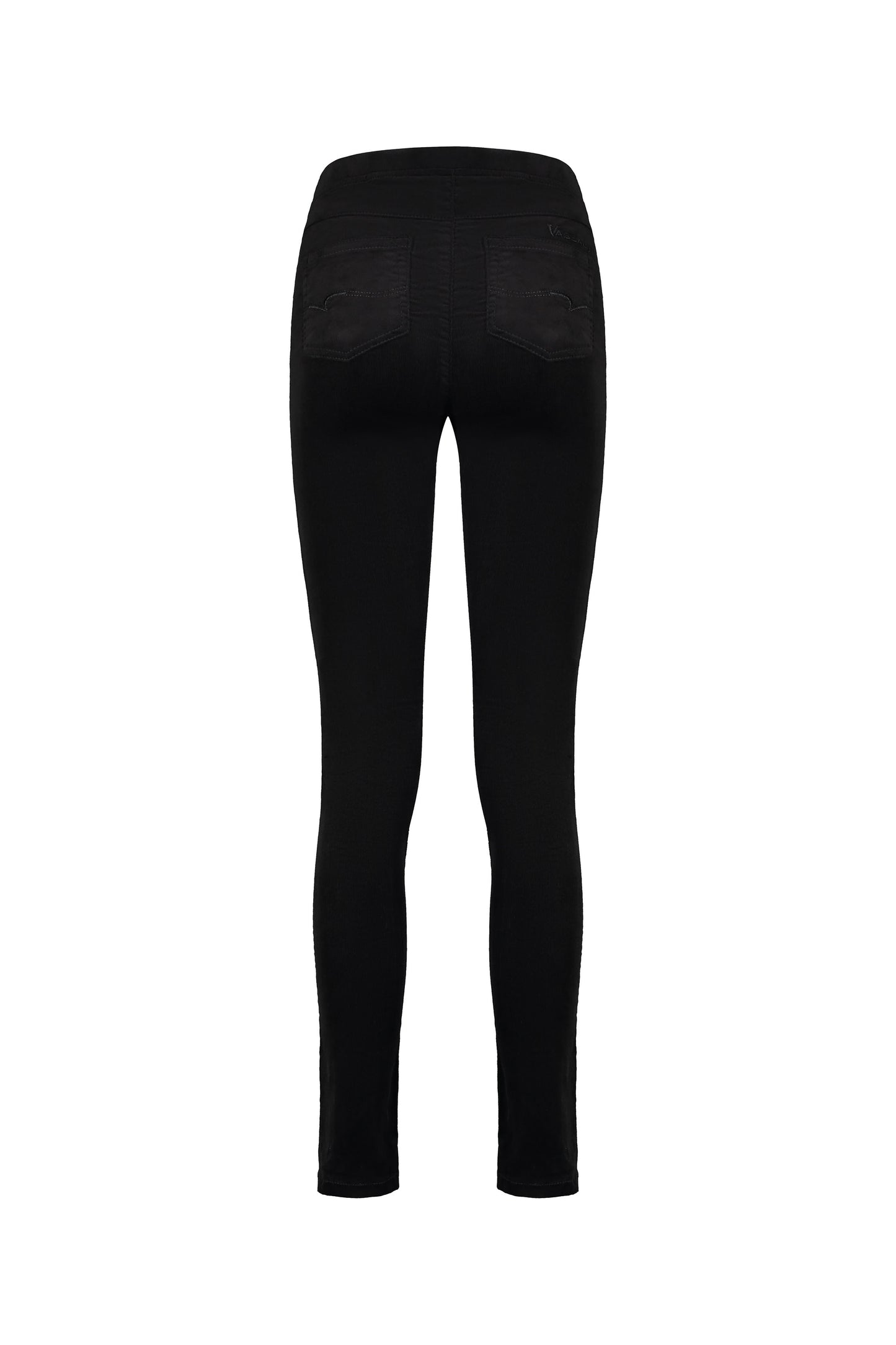 230M Black - Skinny Leg Full Length Pinwale Cord Pull On - Vassalli