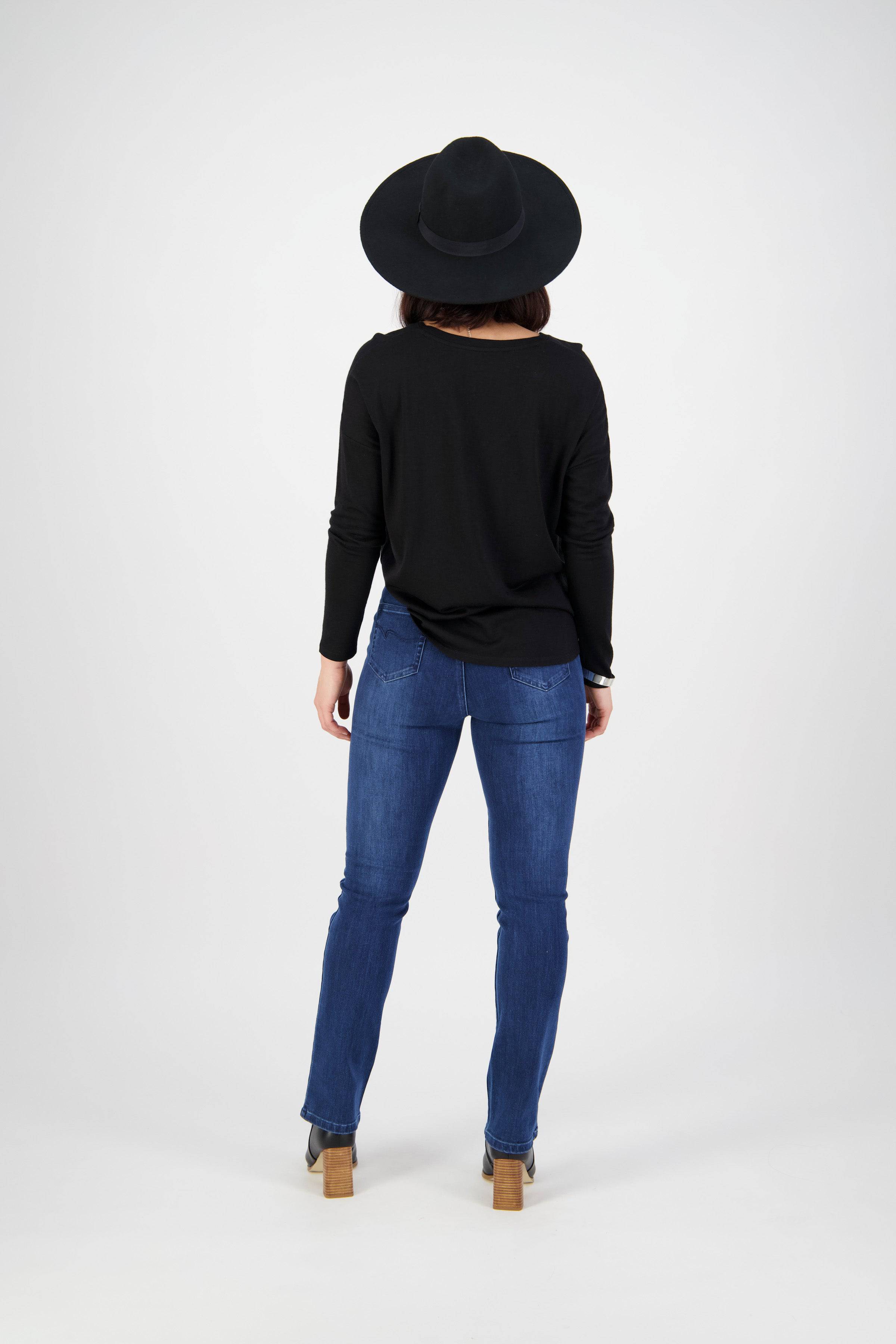 234D Blue Denim - Slim Leg Full Length Denim Pull-On - Vassalli