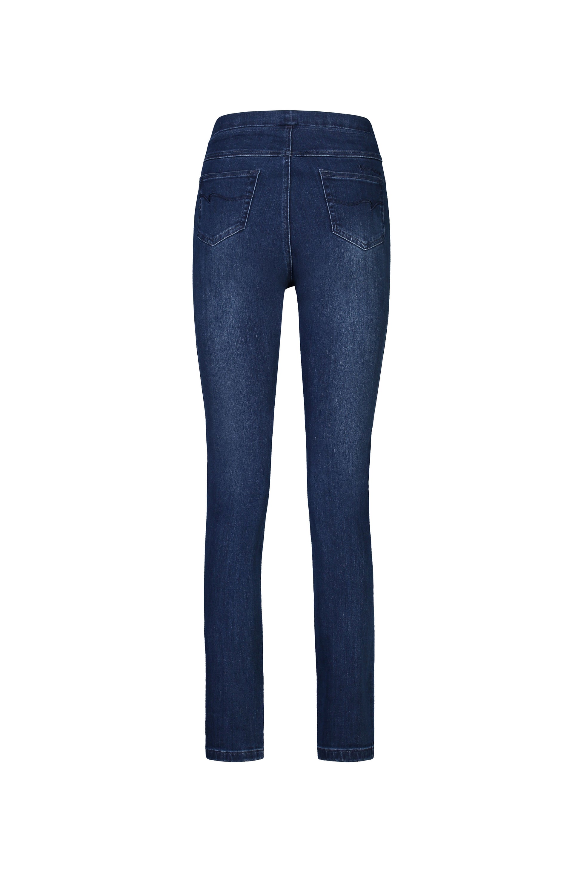 234D Blue Denim - Slim Leg Full Length Denim Pull On - Vassalli