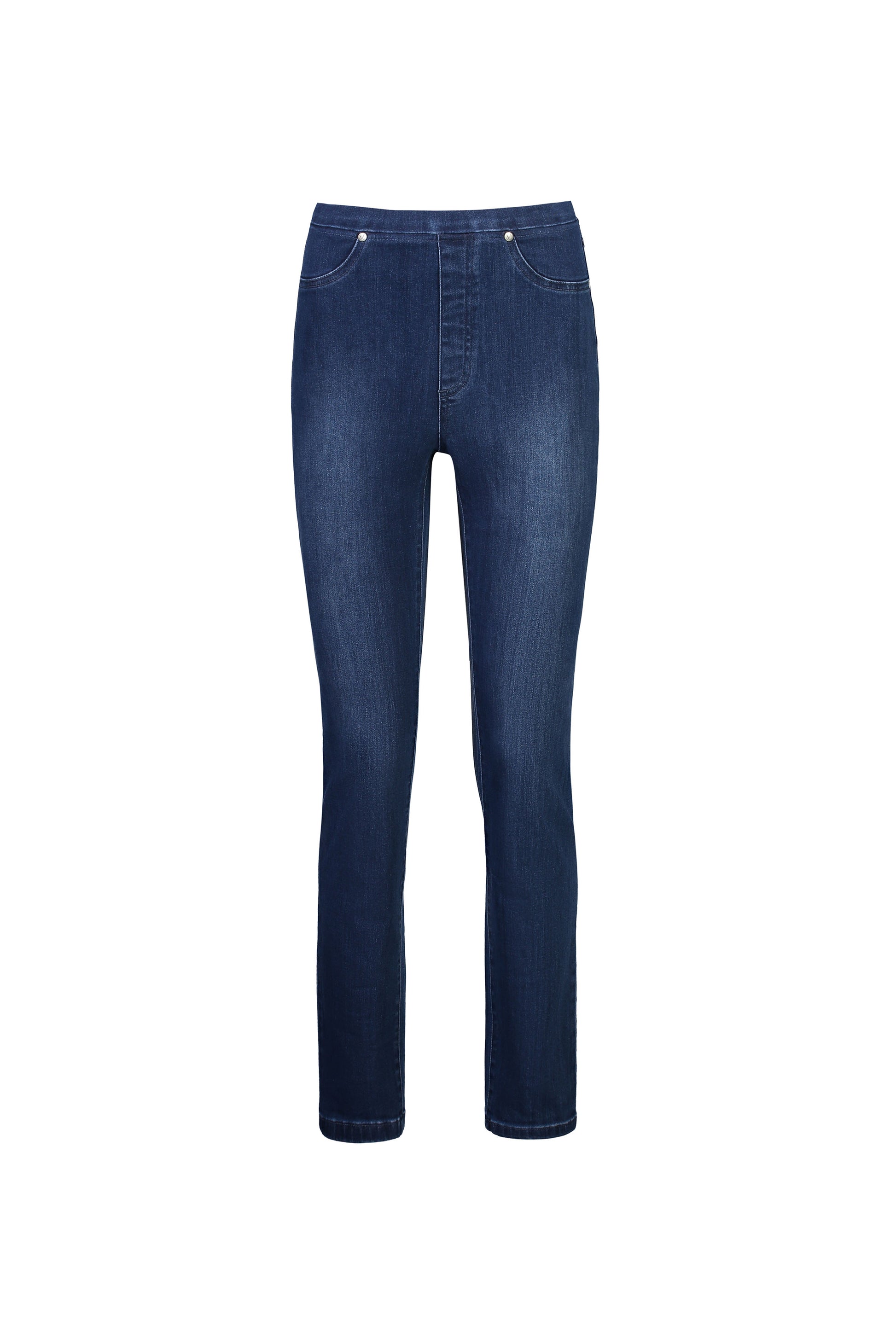 234D Blue Denim - Slim Leg Full Length Denim Pull On - Vassalli