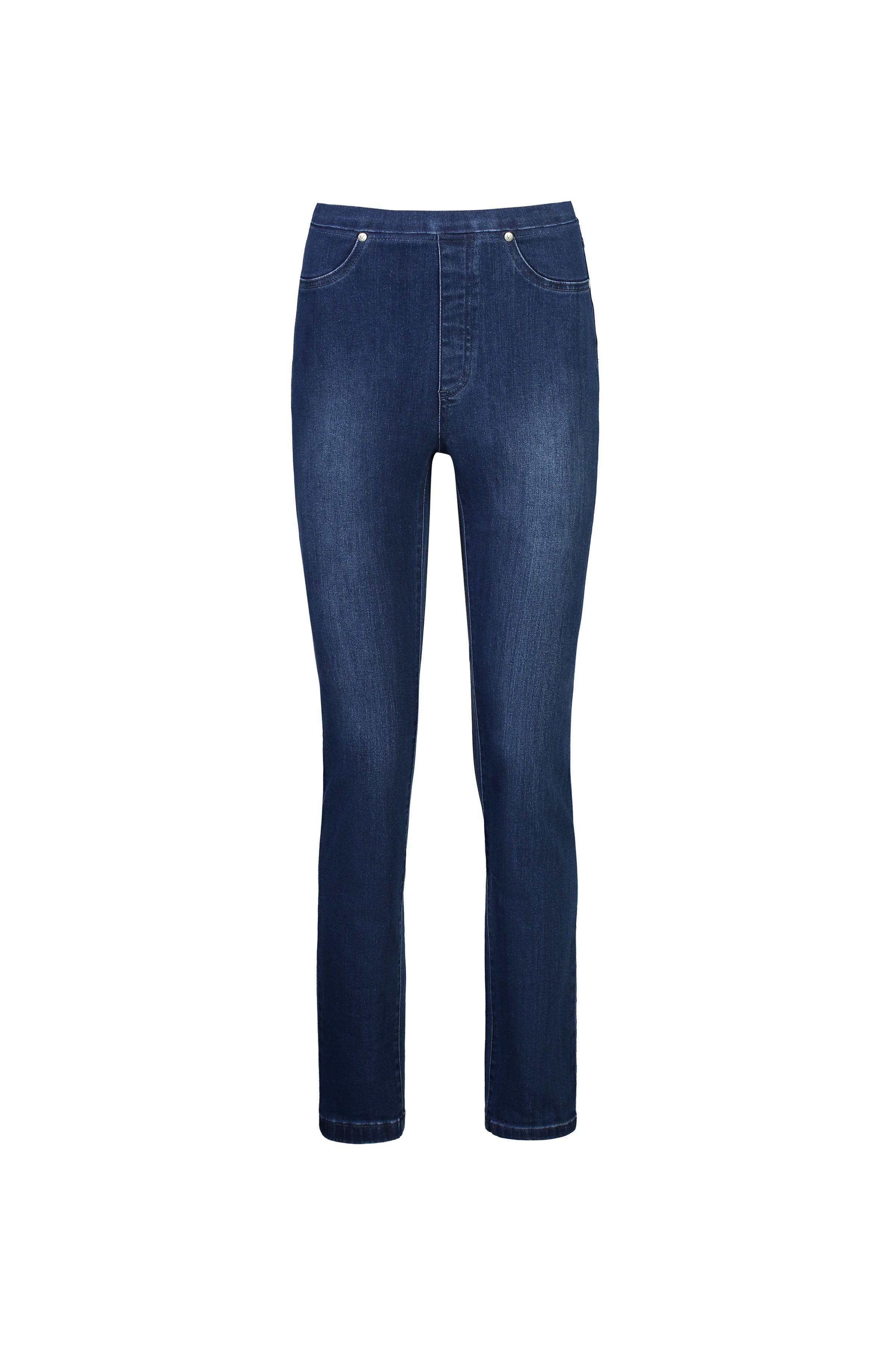 234D Blue Denim - Slim Leg Full Length Denim Pull-On - Vassalli
