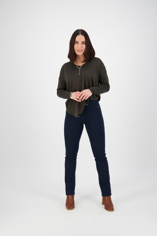 234DN Indigo Denim - Slim Leg Full Length Denim Pull On - Vassalli