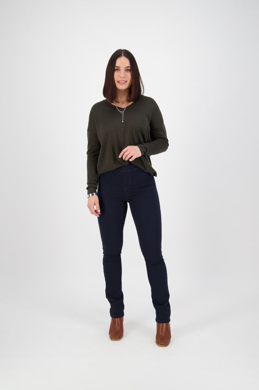 234K Carbon - Slim Leg Full Length Knit Denim Pull On - Vassalli