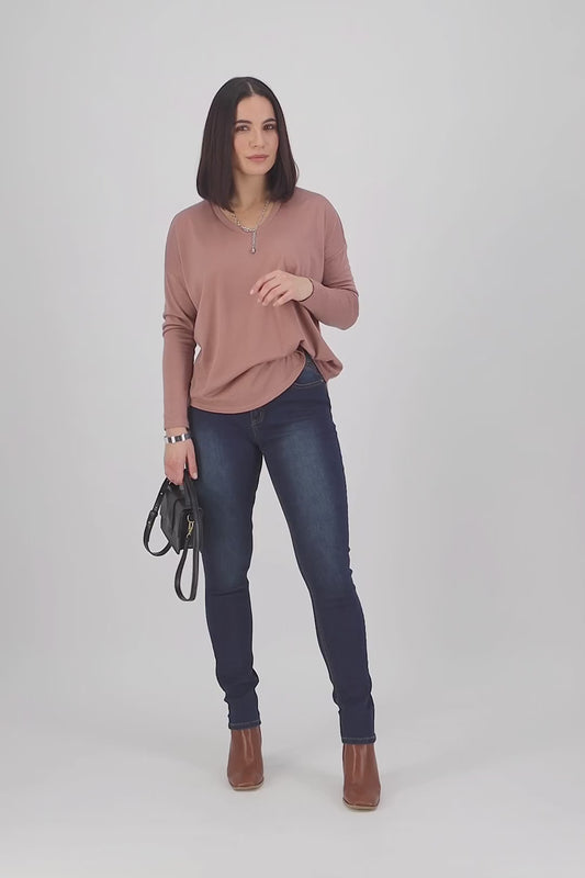 5889 Deep Blue - Skinny Leg Full Length Jean Vassalli