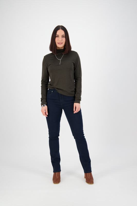 5719 Indigo Denim - Slim Leg Full Length Jean with Heavy Top Stitch - Vassalli