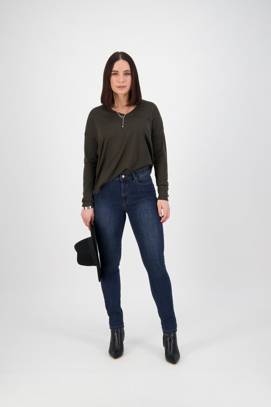 5897 Indigo - Skinny Leg Full Length Jean - Vassalli