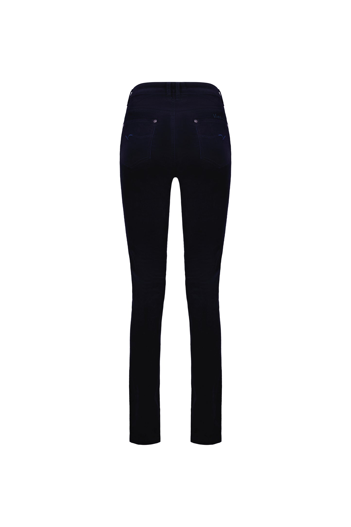 5910M Midnight - Narrow Leg Full Length Pinwale Cord Pant with Fly - Vassalli