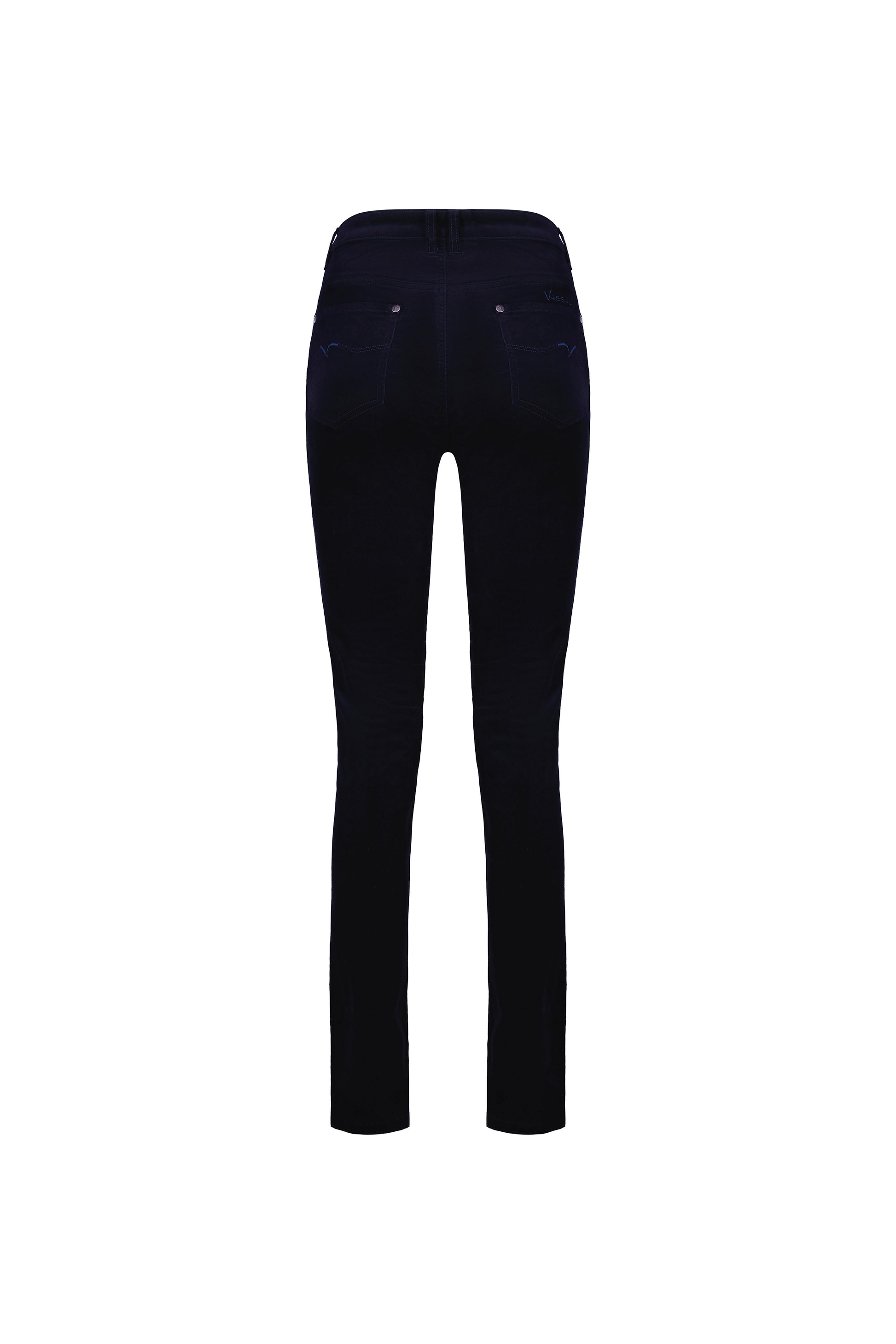 5910M Midnight - Narrow Leg Full Length Pinwale Cord Pant with Fly - Vassalli